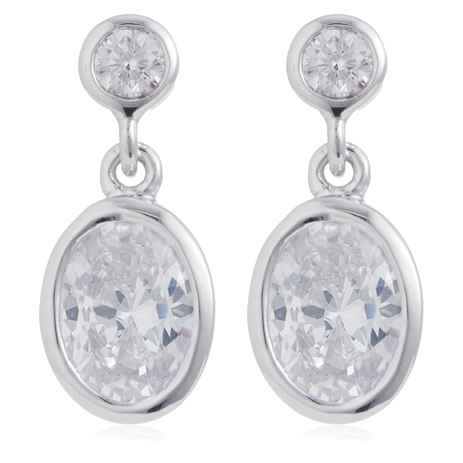 Diamonique 3.2ct tw Oval Drop Earrings Sterling Silver