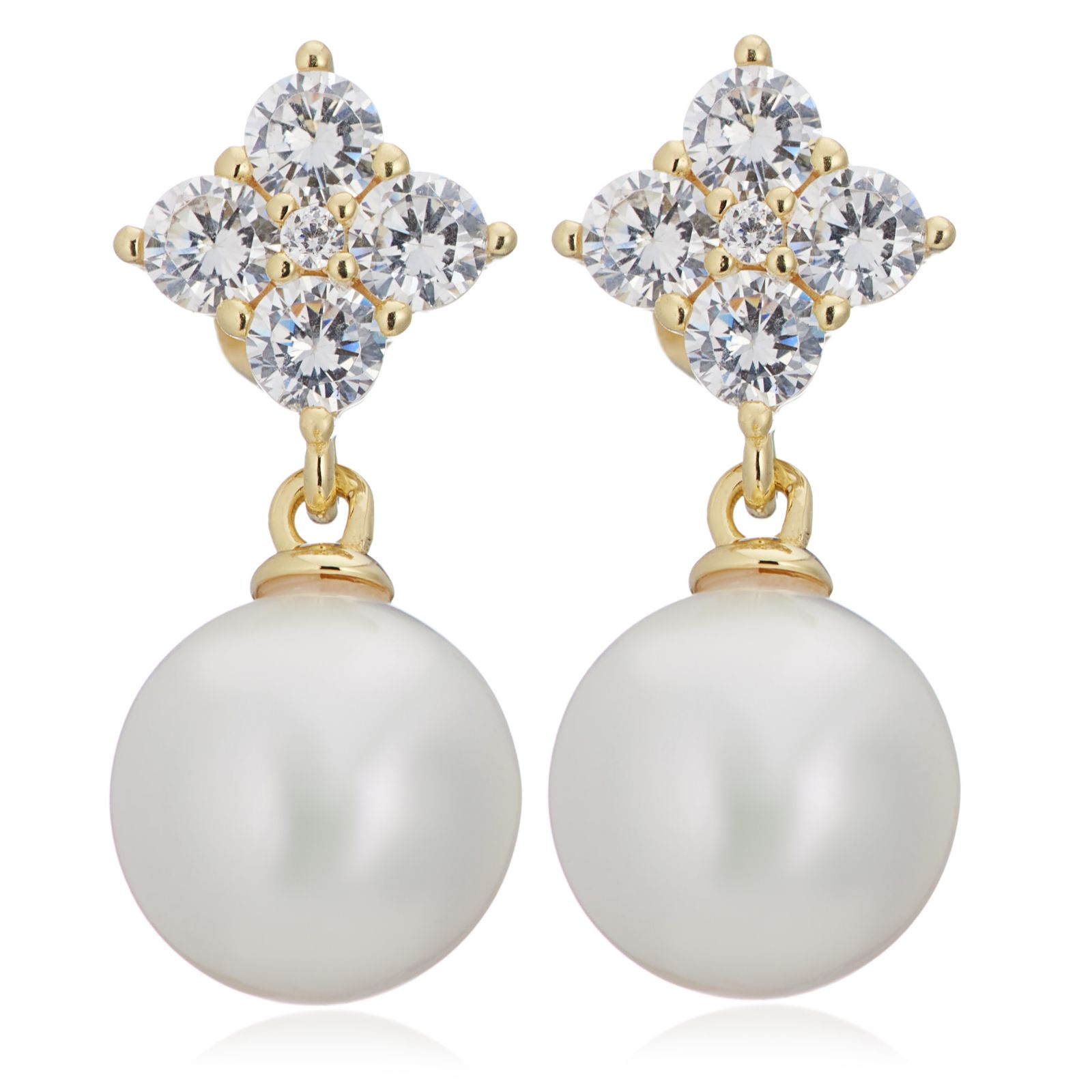 Diamonique 0.5ct tw Pearl Drop Earrings Sterling Silver