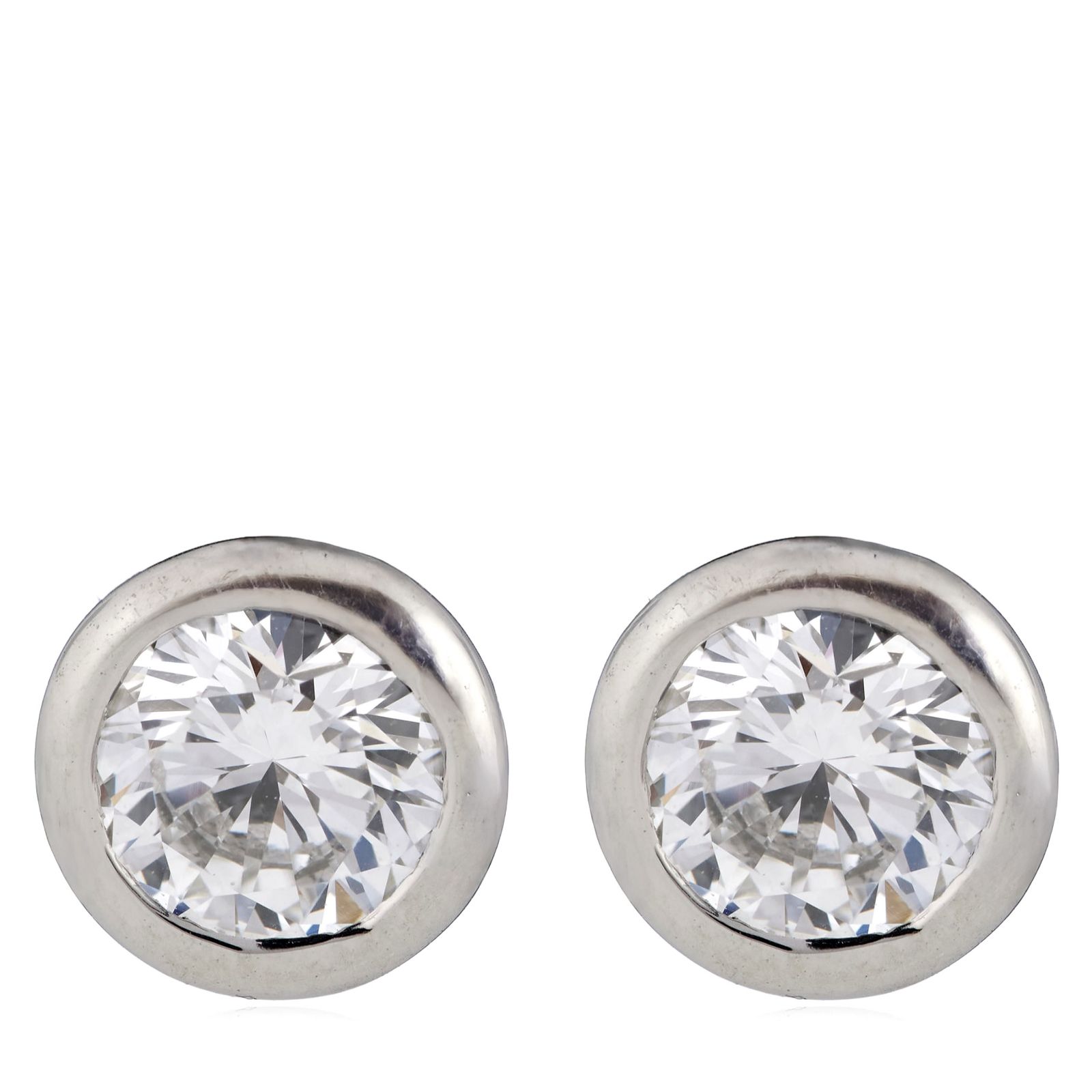 Fire Light 1ct Lab Grown Diamond Bezel Stud Earrings Platinum