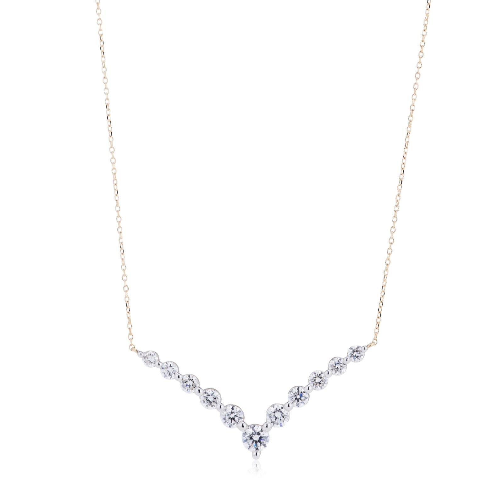 Firelight ~2ct Lab Grown Diamond Chevron Necklace 9ct Gold