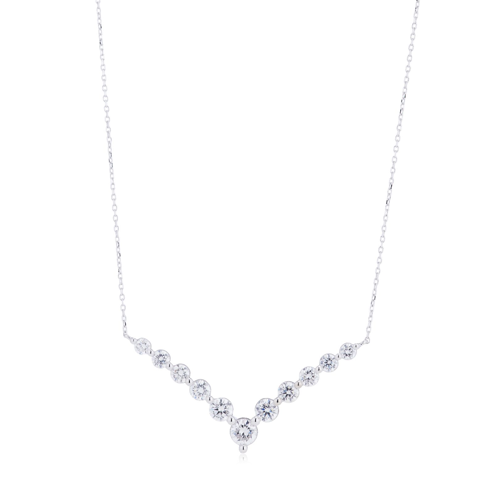 Fire Light 2ct Lab Grown Diamond Chevron Necklace 9ct Gold