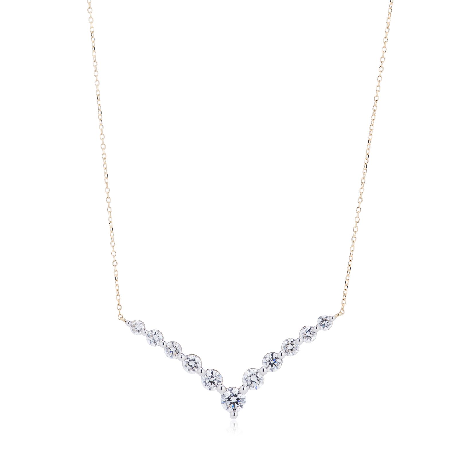 Fire Light 2ct Lab Grown Diamond Chevron Necklace 9ct Gold