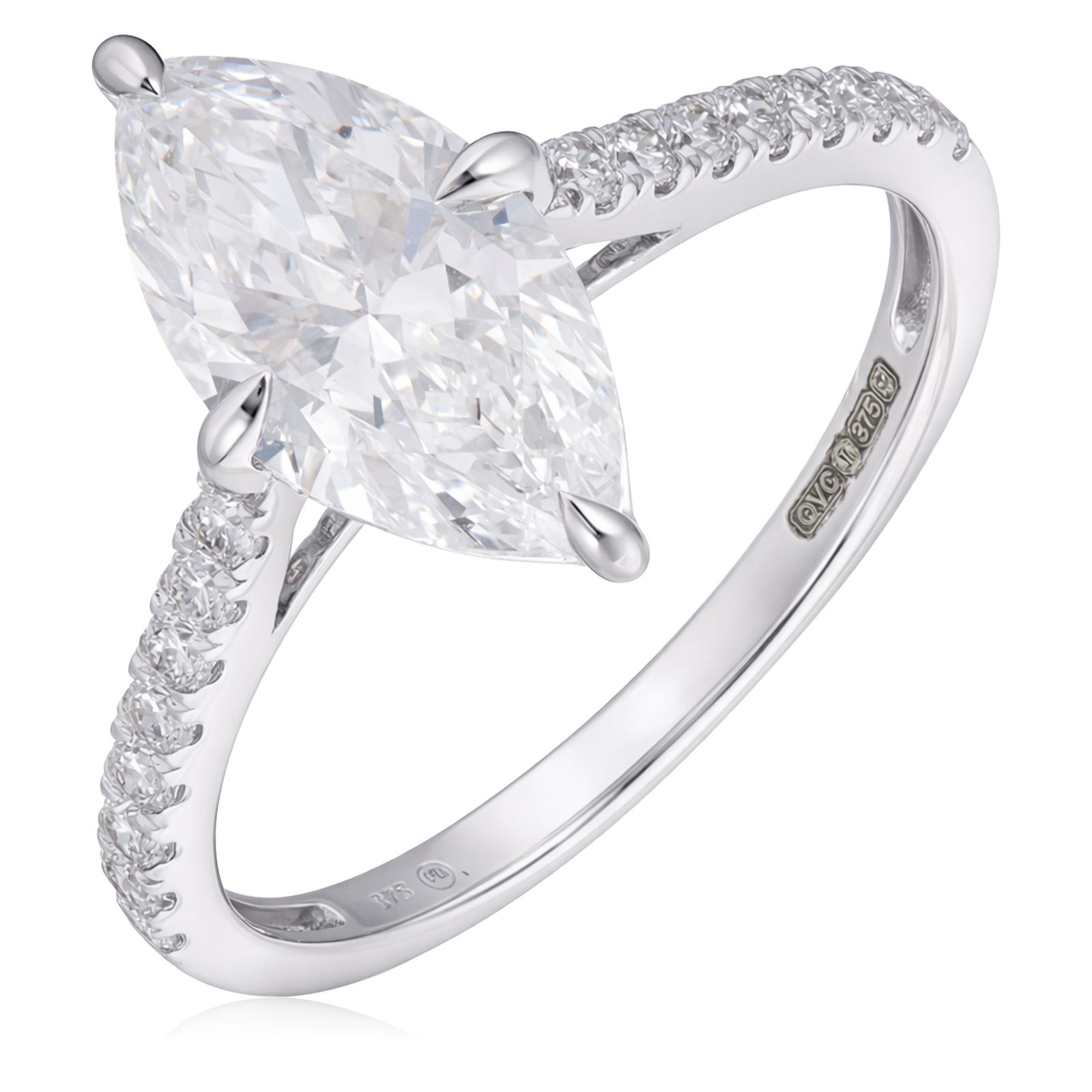 Fire Light 2.25ct Lab Grown Diamond Marquise Cut Solitaire Ring 9ct Gold