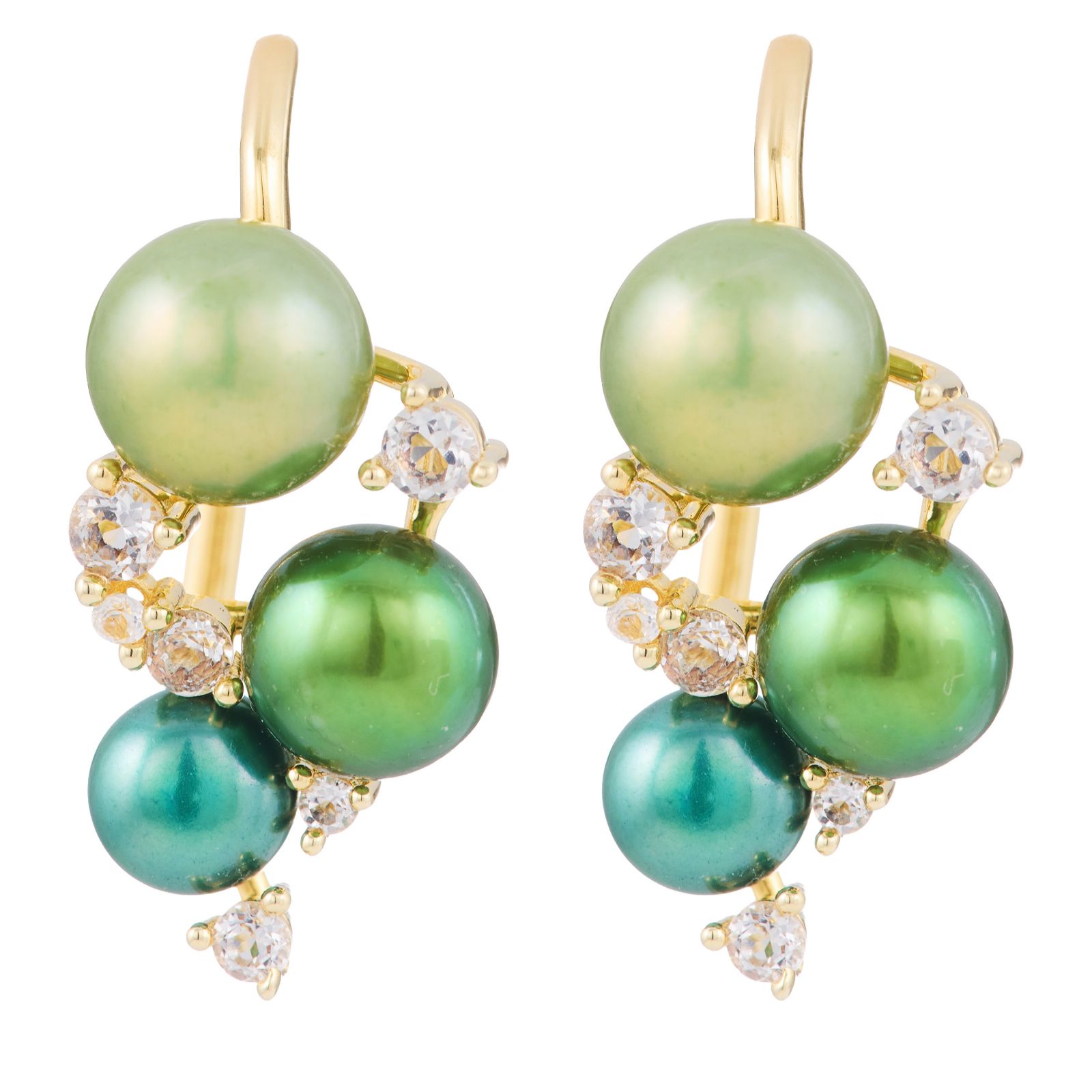 Lara Pearl 5-7.5mm Cluster Pearl & White Topaz Earclimbers