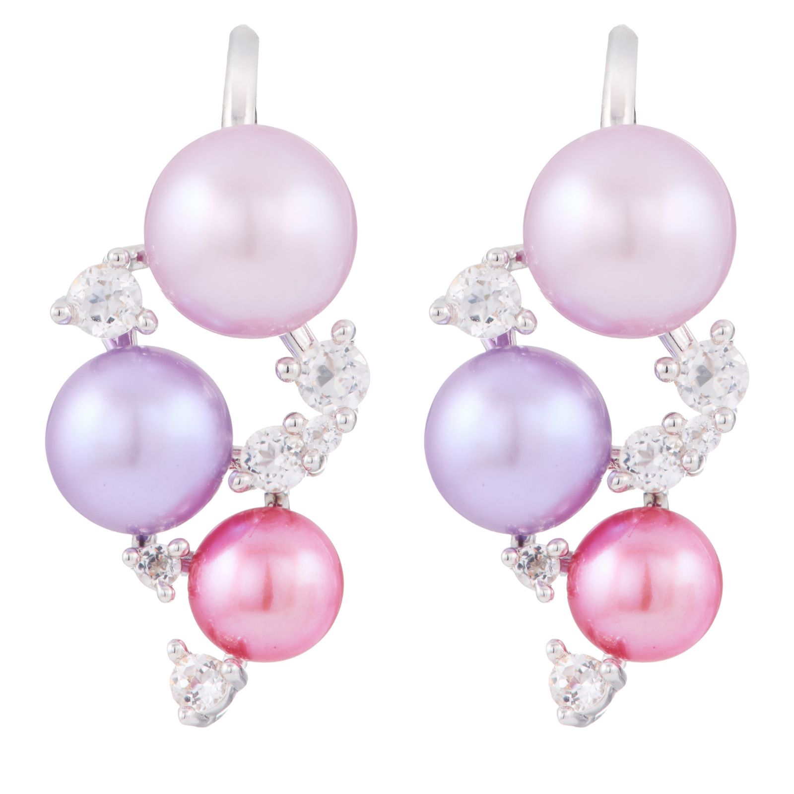 Lara Pearl 5-7.5mm Cluster Pearl & White Topaz EarClimbers