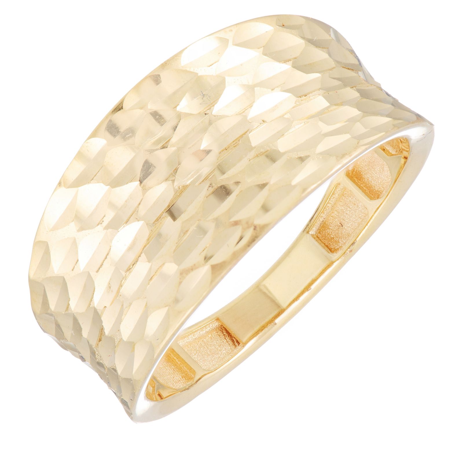 GOLD 9ct Italian Gold Diamond Cut Concave Ring 1.7g
