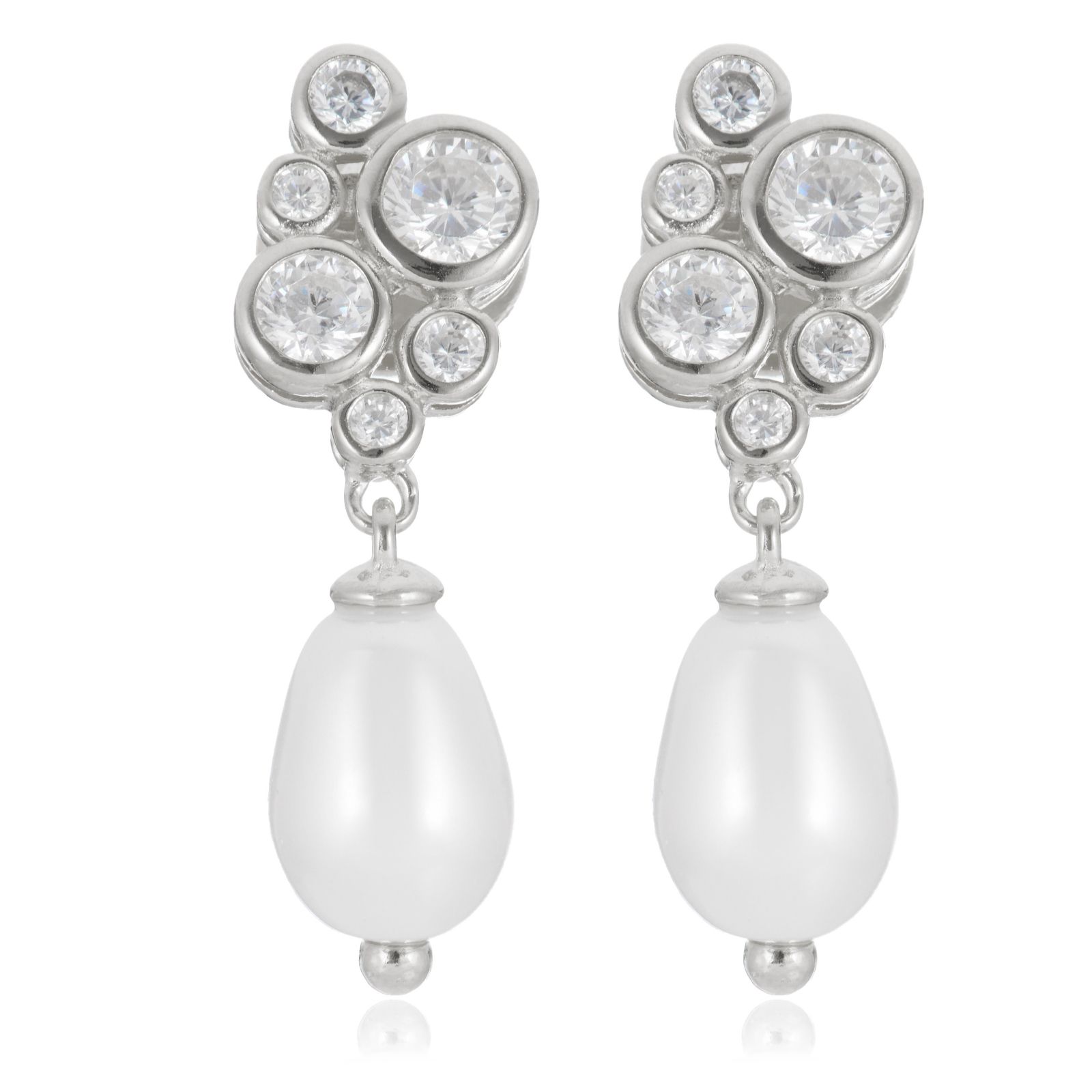 Diamonique 0.4ct tw Simulated Pearl Drop Earrings Sterling Silver
