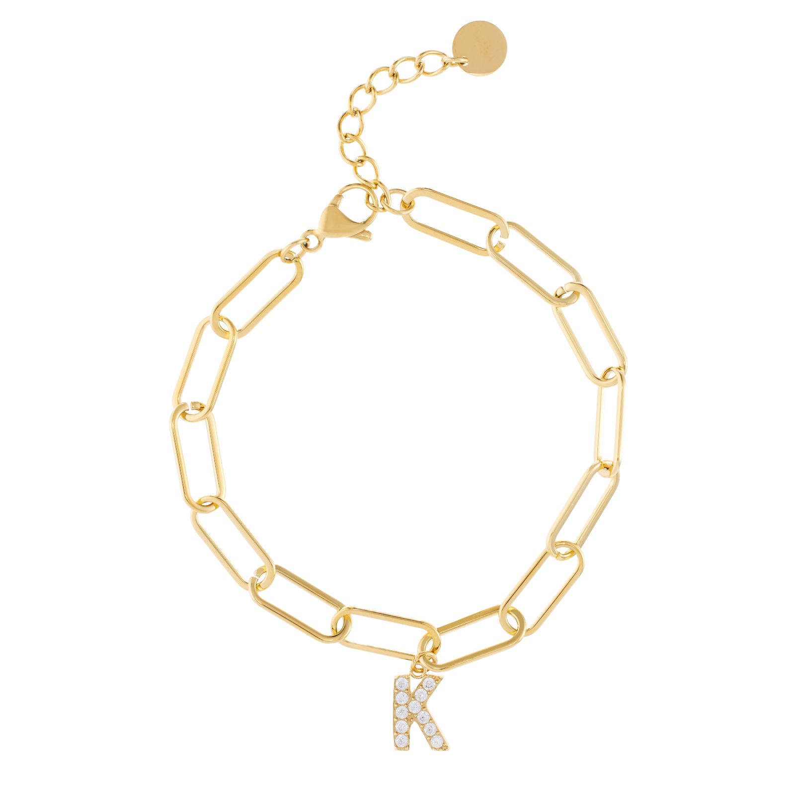 Steel by Diamonique Initial Chain Link Bracelet Stainless Steel