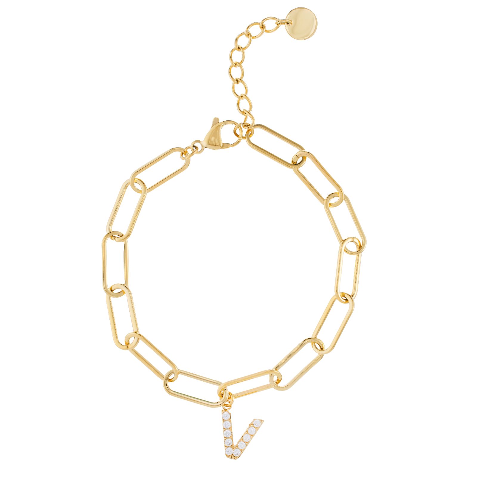 Steel by Diamonique Initial Chain Link Bracelet Stainless Steel