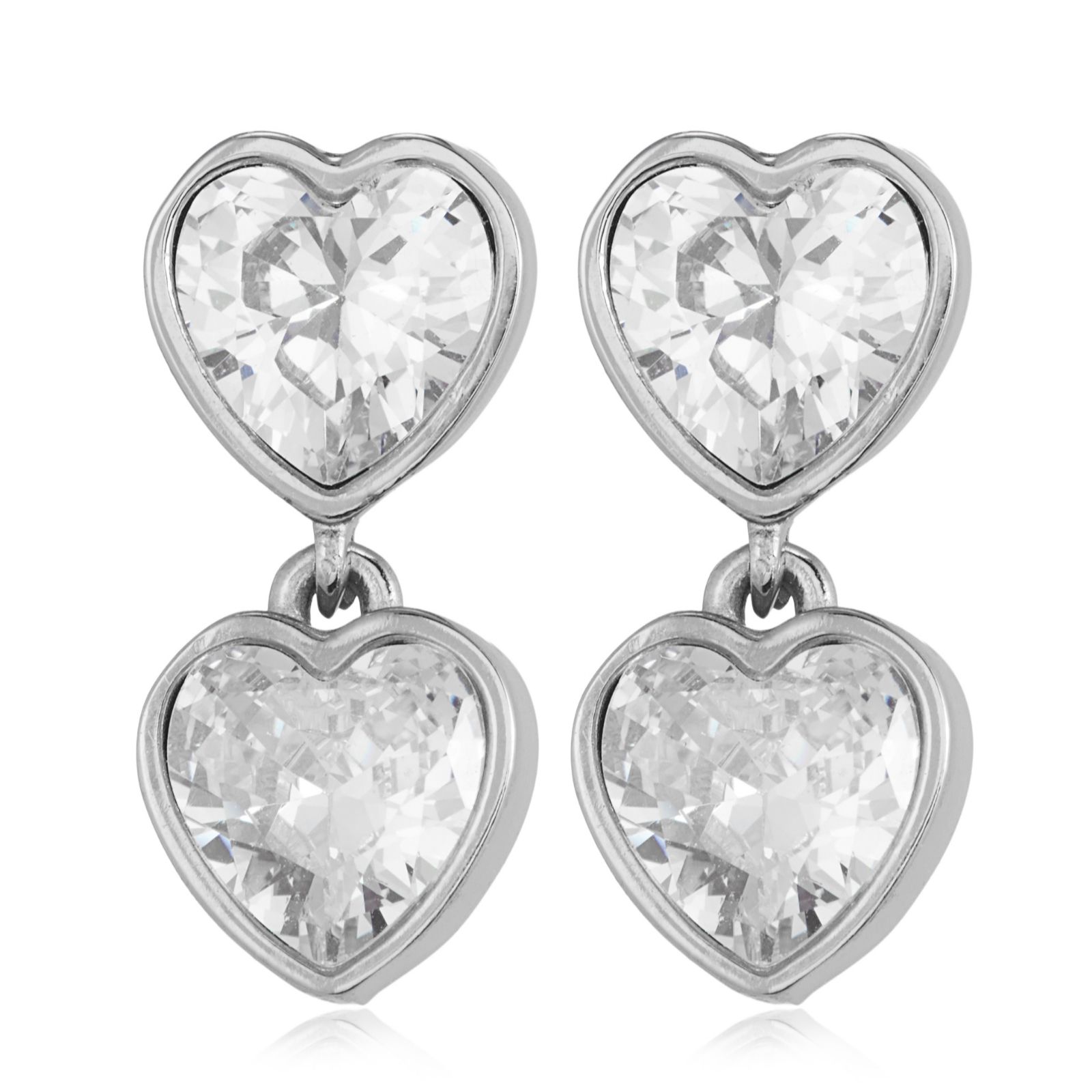 Steel By Diamonique Bezel Set Drop Earrings Stainless Steel