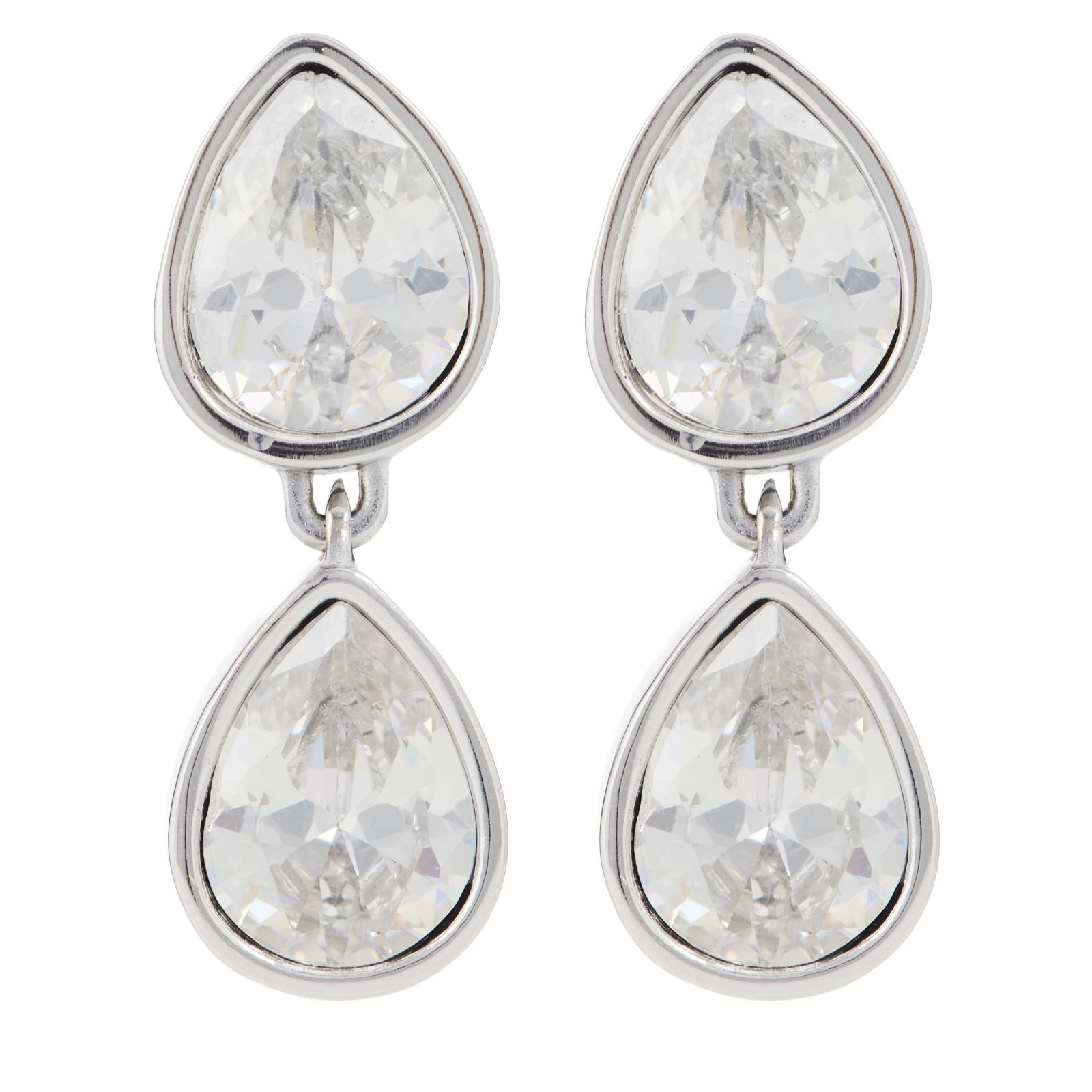 Steel By Diamonique Bezel Set Drop Earrings Stainless Steel