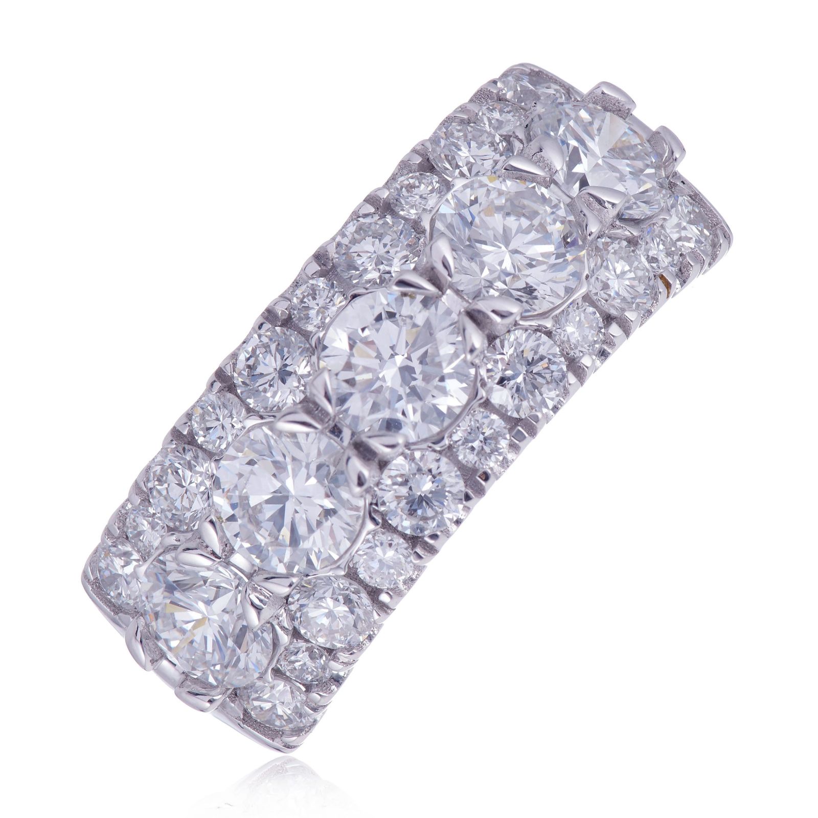 Firelight 3.50ct Lab Grown Diamond 3 Row Band Ring 9ct Gold