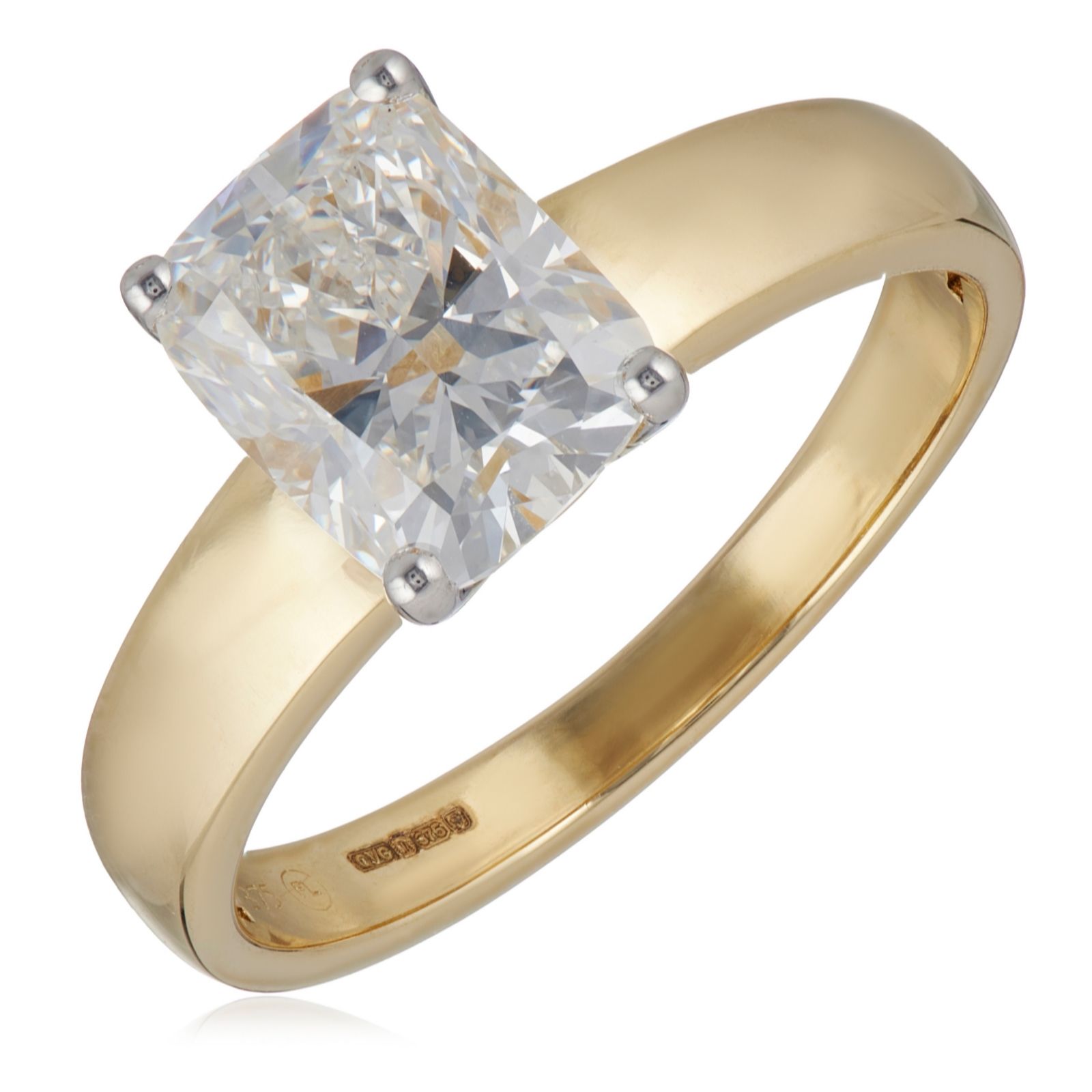 Fire Light 2ct Lab Grown Diamond Elongated Cushion Cut Ring 9ct Gold