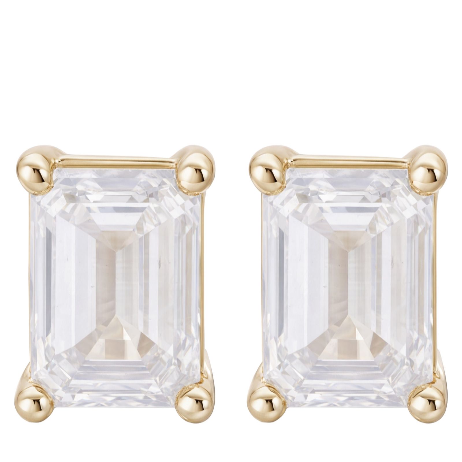 Fire Light 1ct lab Grown Diamond Emerald Cut Stud Earrings 9ct Gold
