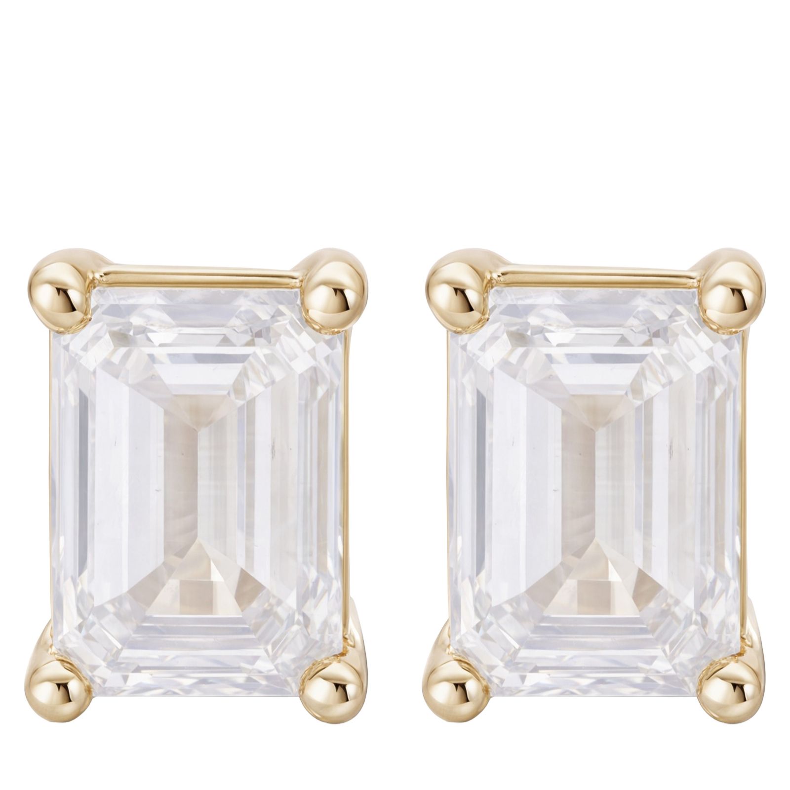 Fire Light 1ct lab Grown Diamond Emerald Cut Stud Earrings 9ct Gold