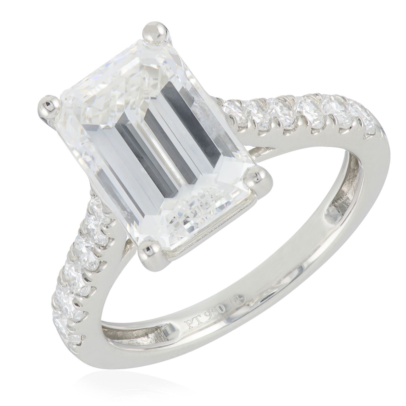 Fire Light 4.5ct Lab Grown Diamond Emerald Cut Ring Platinum