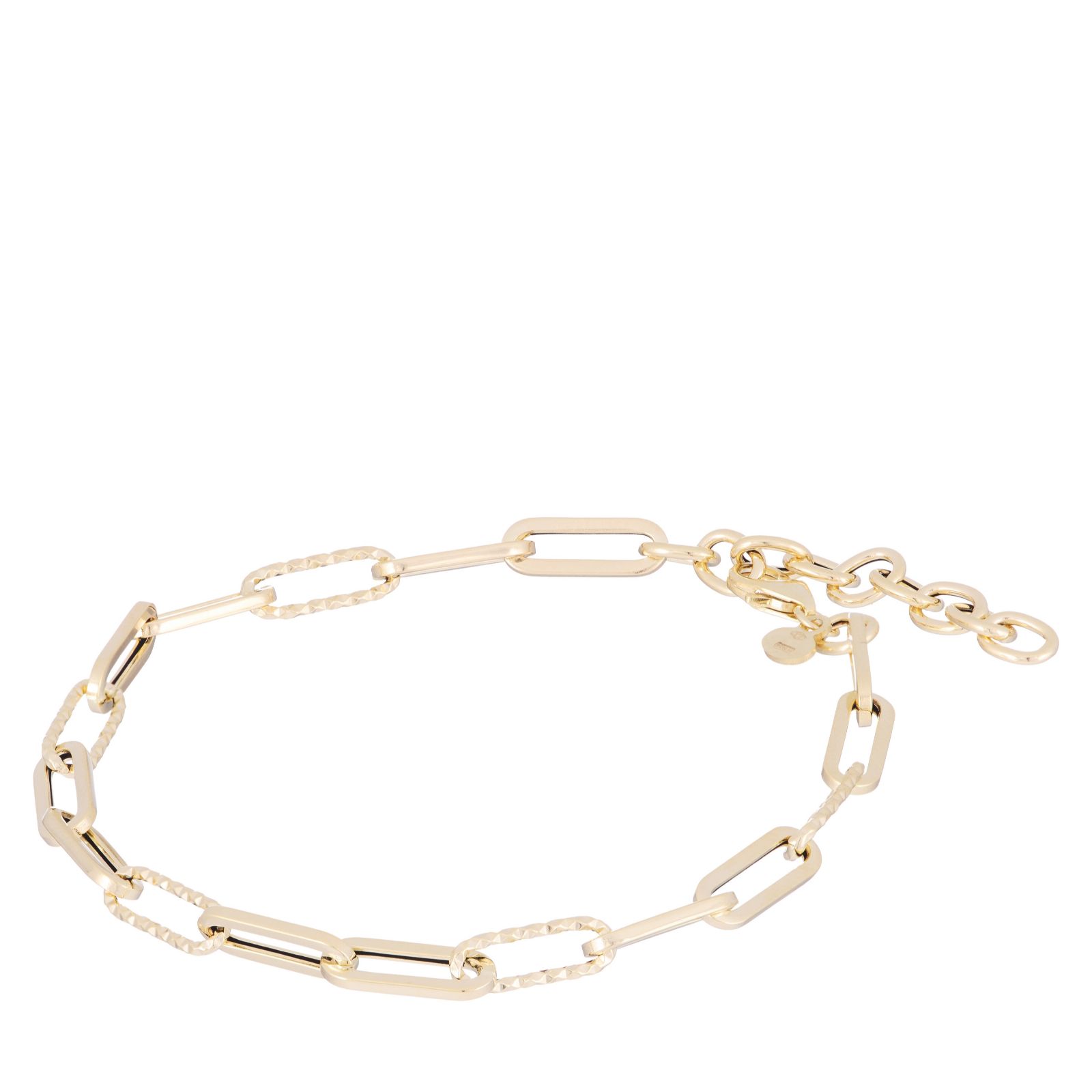 GOLD 9ct Italian Gold Double Finish Paperclip Bracelet 1.6g
