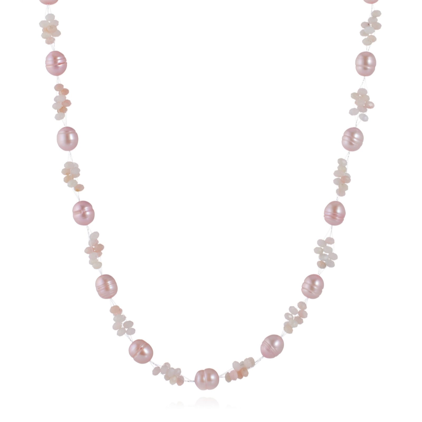 Lara Pearl Ringed Oval Pearl Semi-Precious Gemstone Pendant 45cm ...