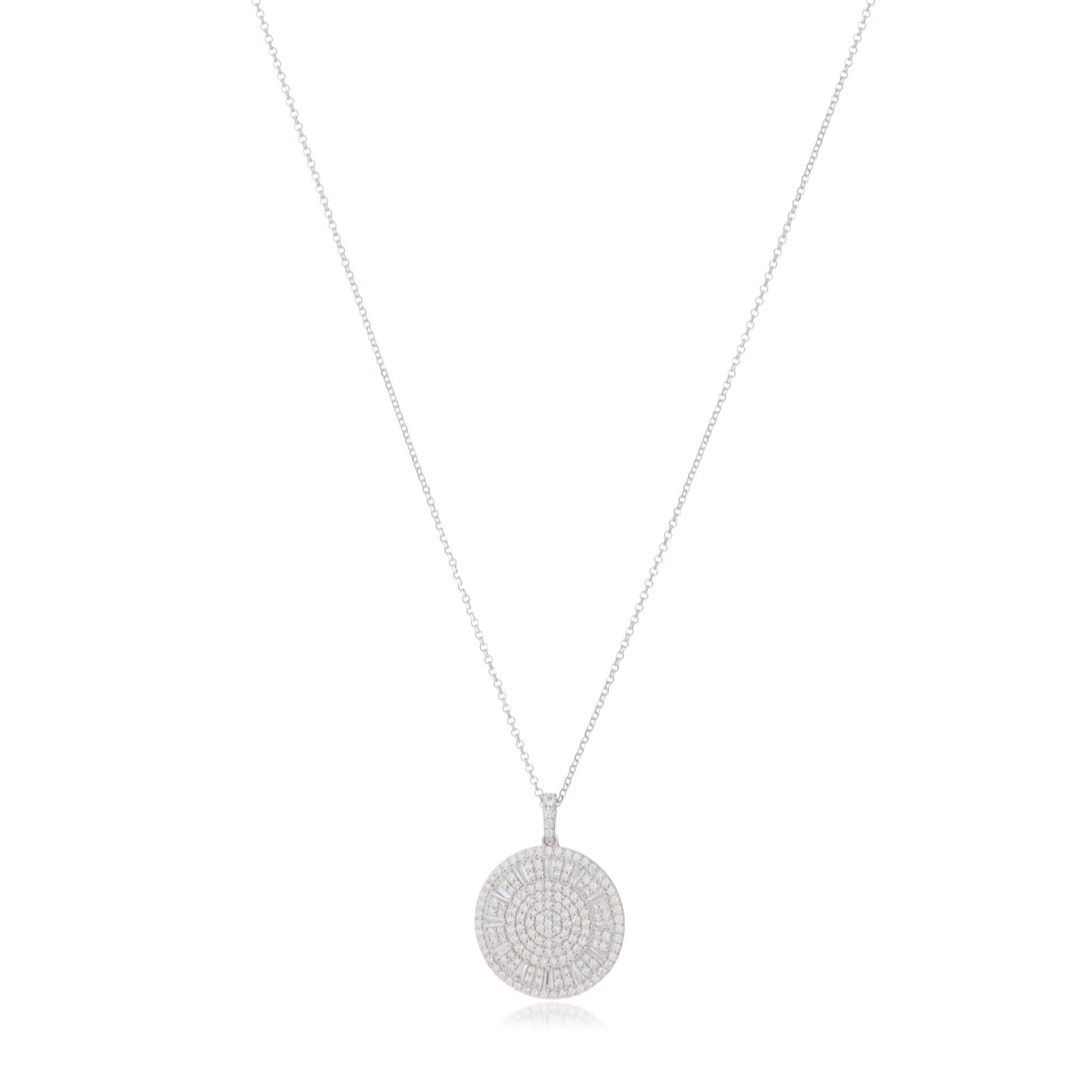 Diamonique 1.8ct tw Circle Pendant & Chain Sterling Silver