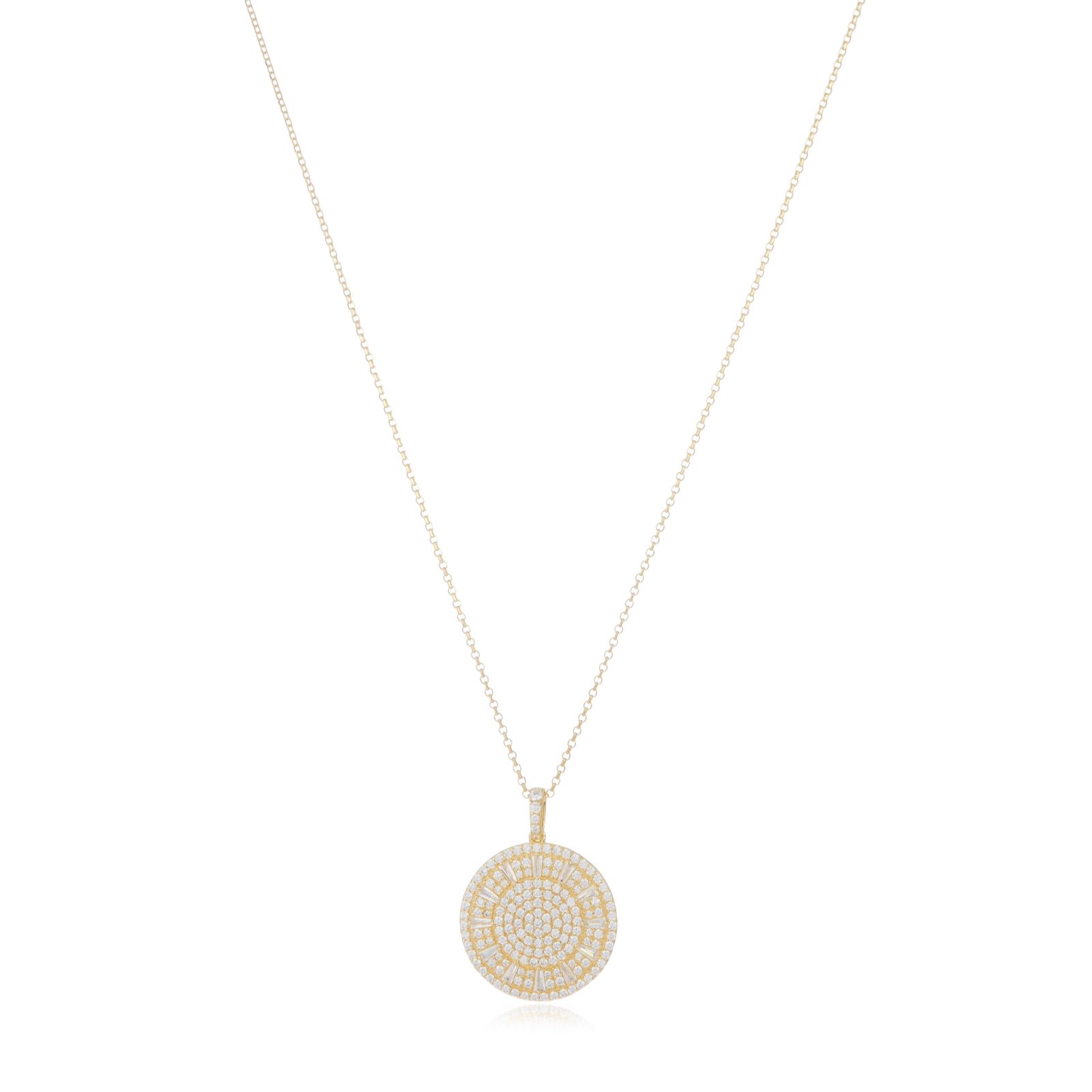 Diamonique 1.8ct tw Circle Pendant & Chain Sterling Silver