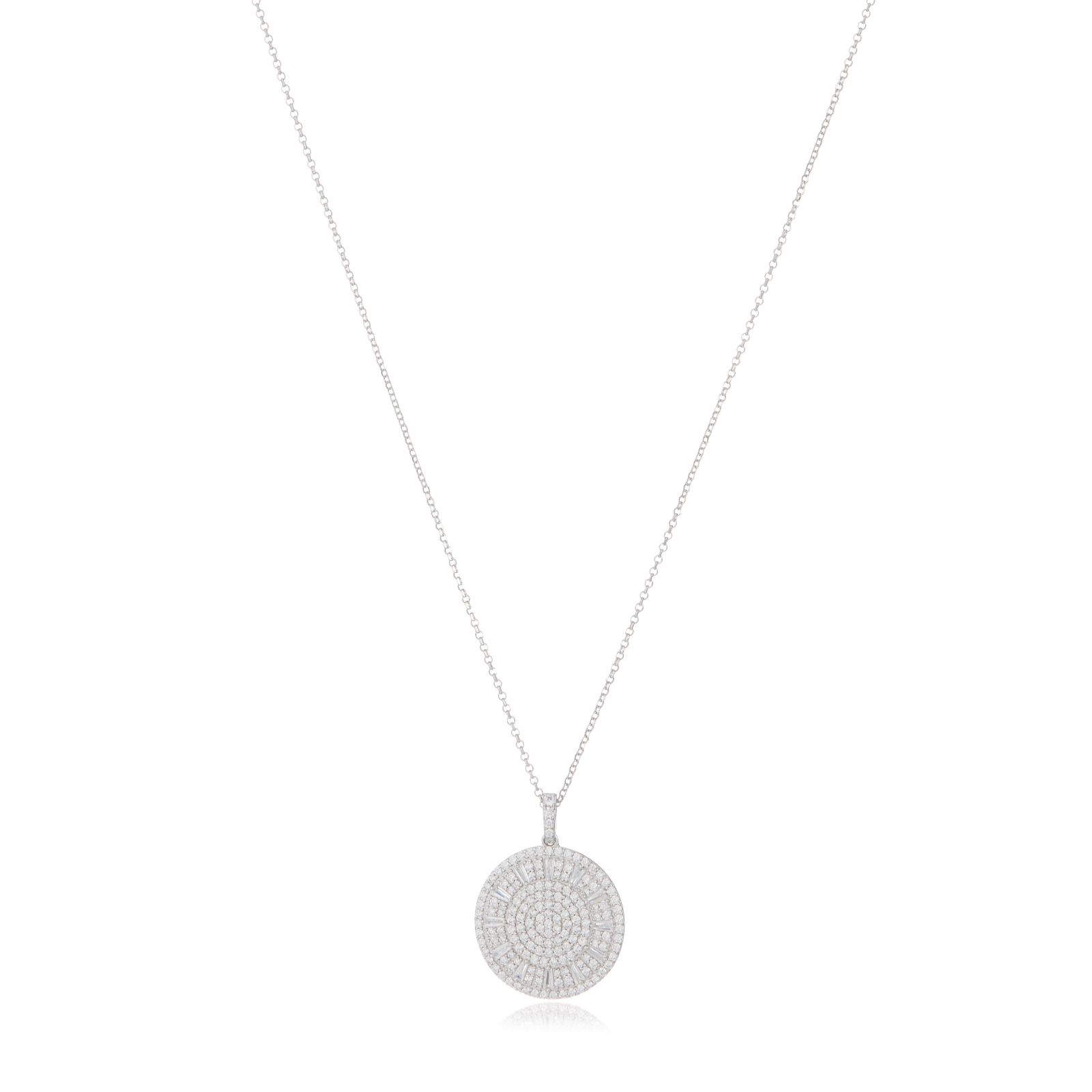 Diamonique 1.8ct tw Circle Pendant & Chain Sterling Silver