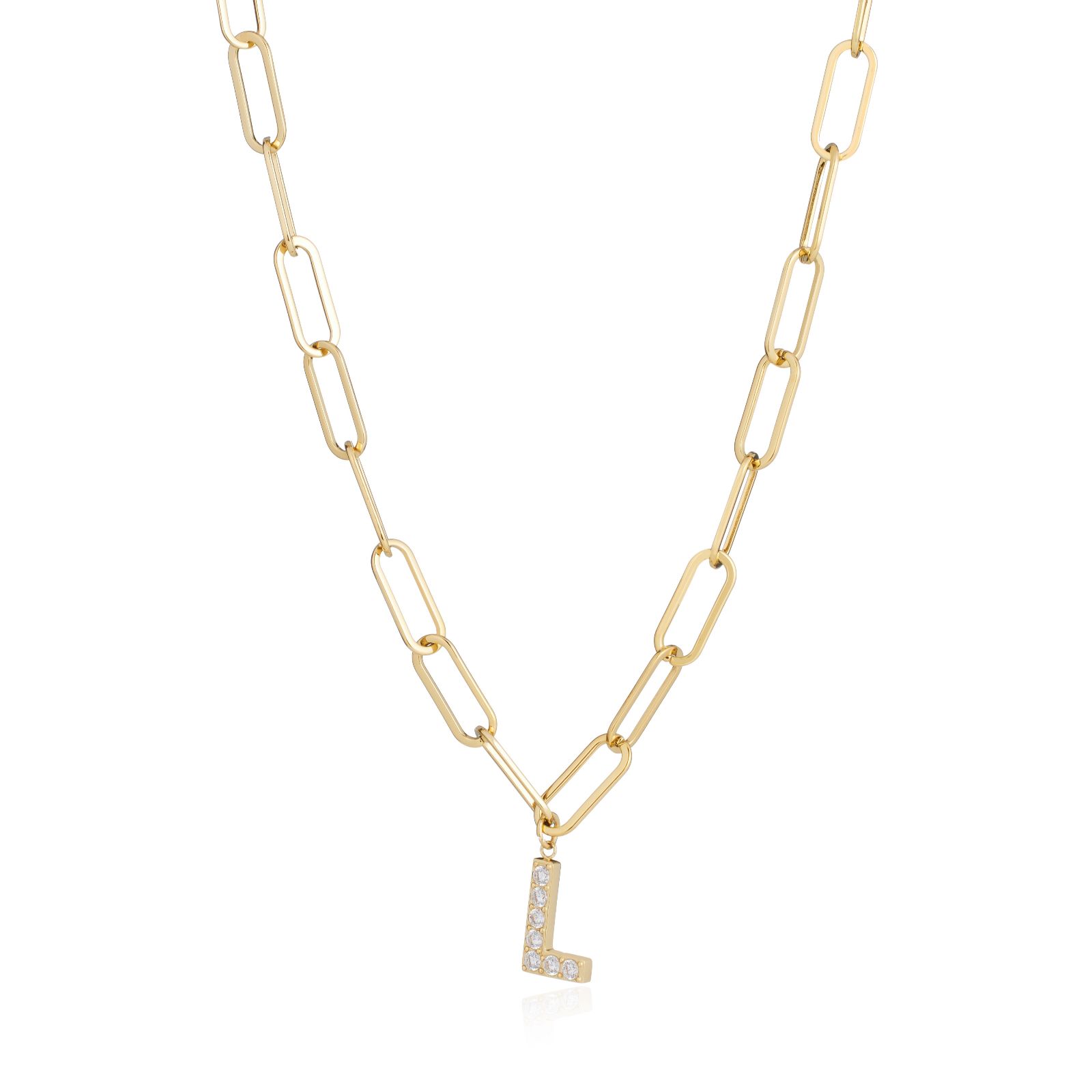 Steel by Diamonique Initial Chain Link Necklace Stainless Steel