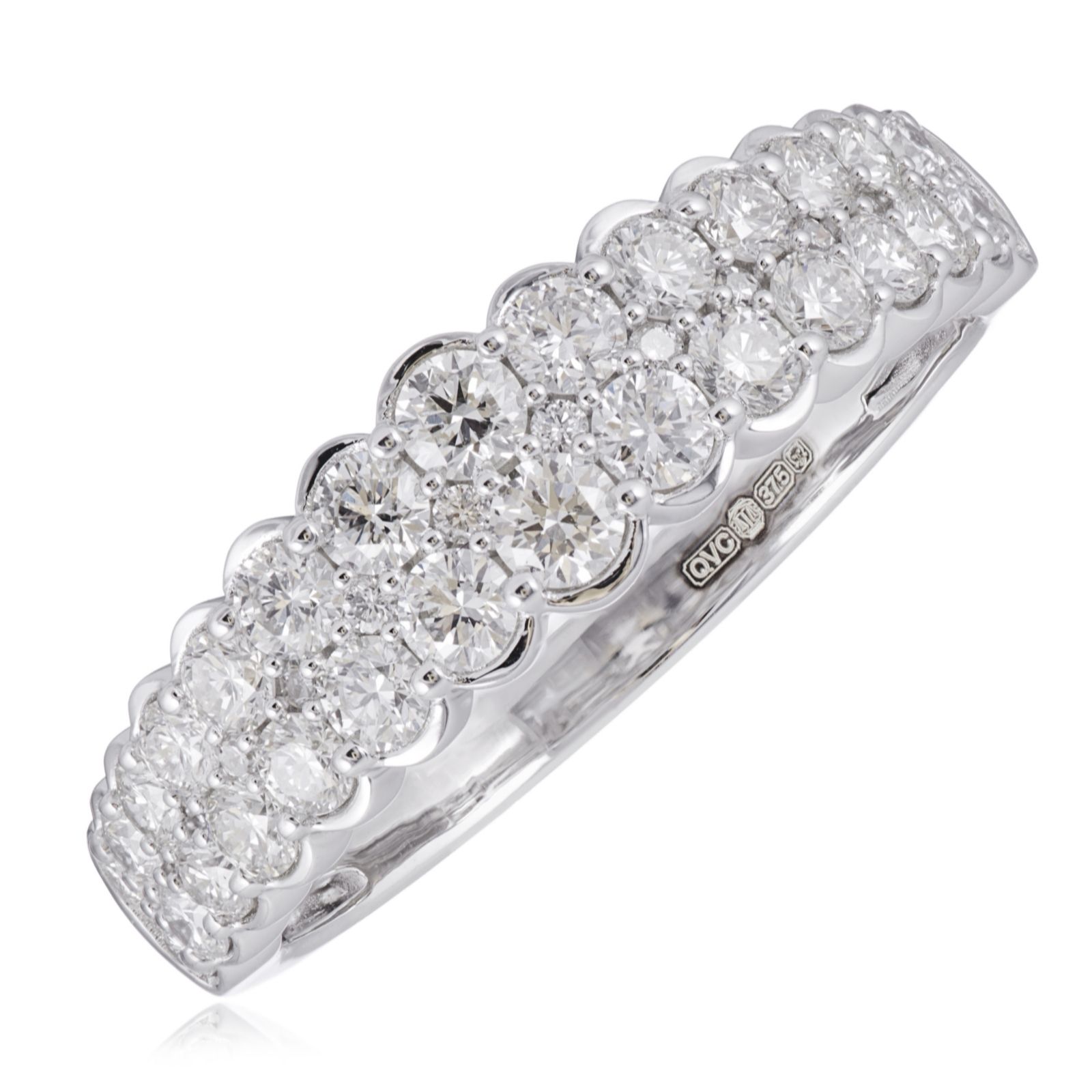 1ct Diamond Milgrain Cluster Band Ring 9ct Gold