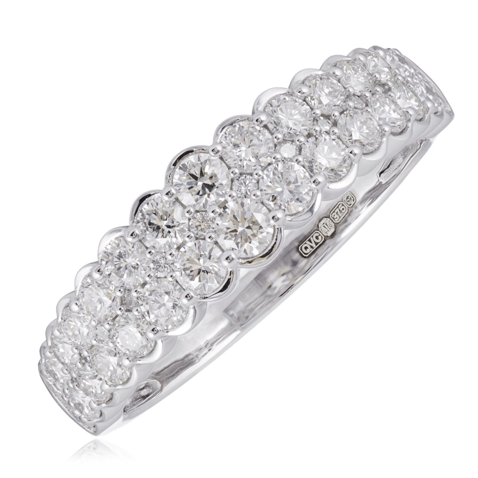 1ct Diamond Milgrain Cluster Band Ring 9ct Gold