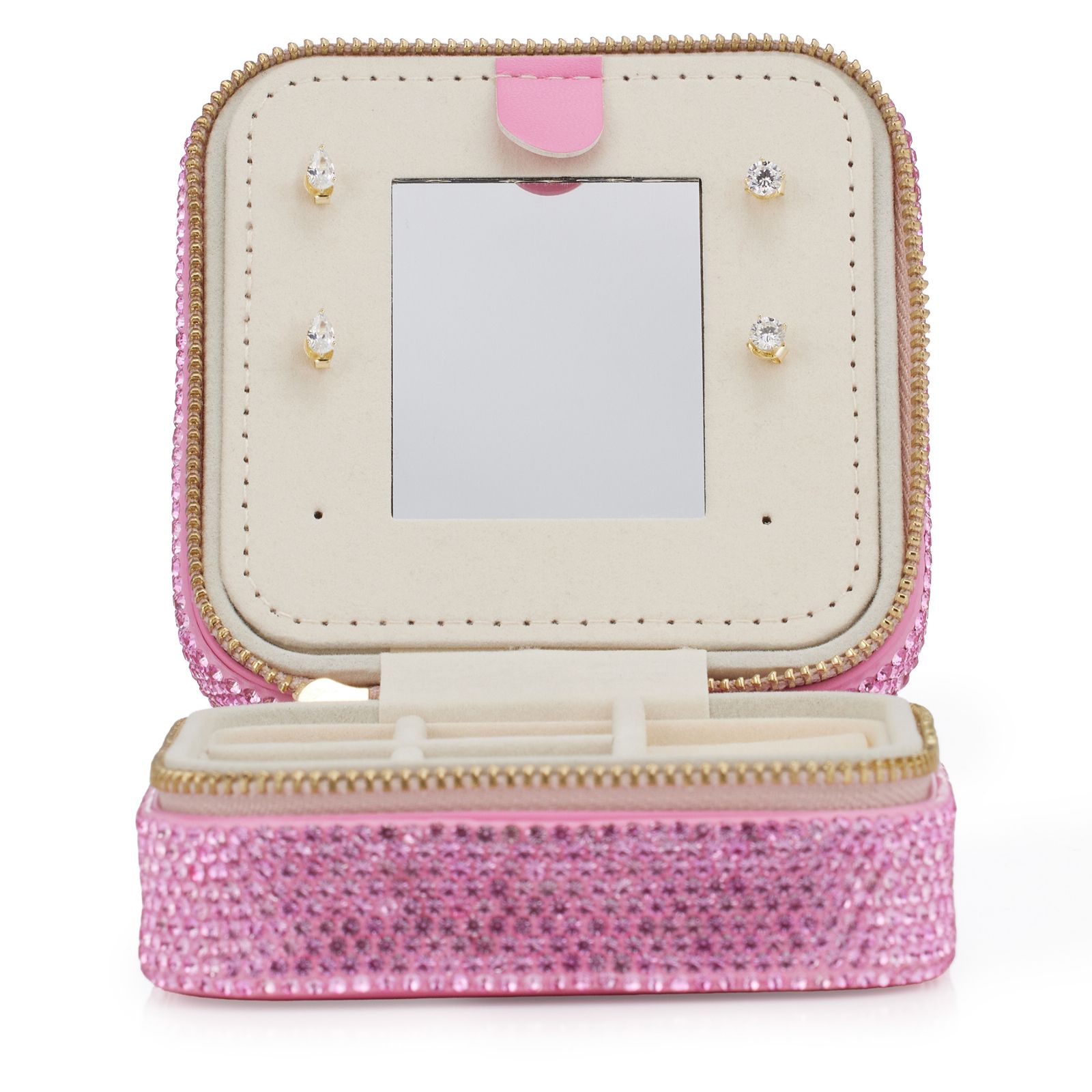 Diamonique Set of 2 Stud Earrings with Sparkle Case Sterling Silver