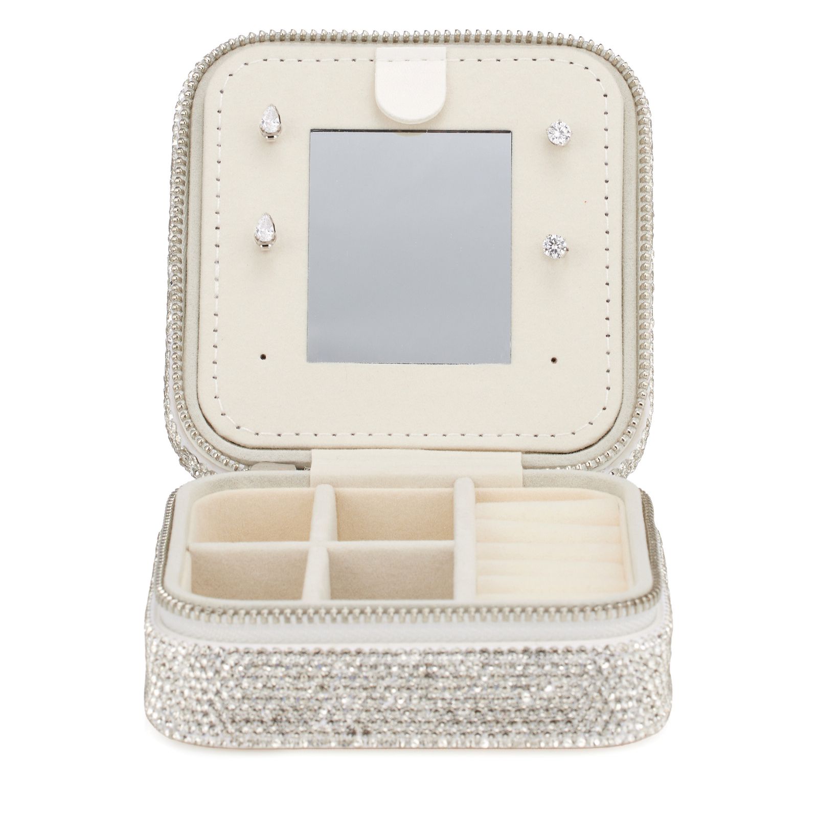 Diamonique Set of 2 Stud Earrings with Sparkle Case Sterling Silver