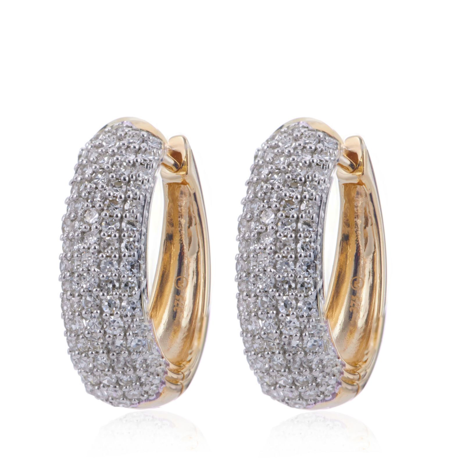 Fire Light 1ct lab Grown Diamond Pave Huggie Earrings 9ct Gold