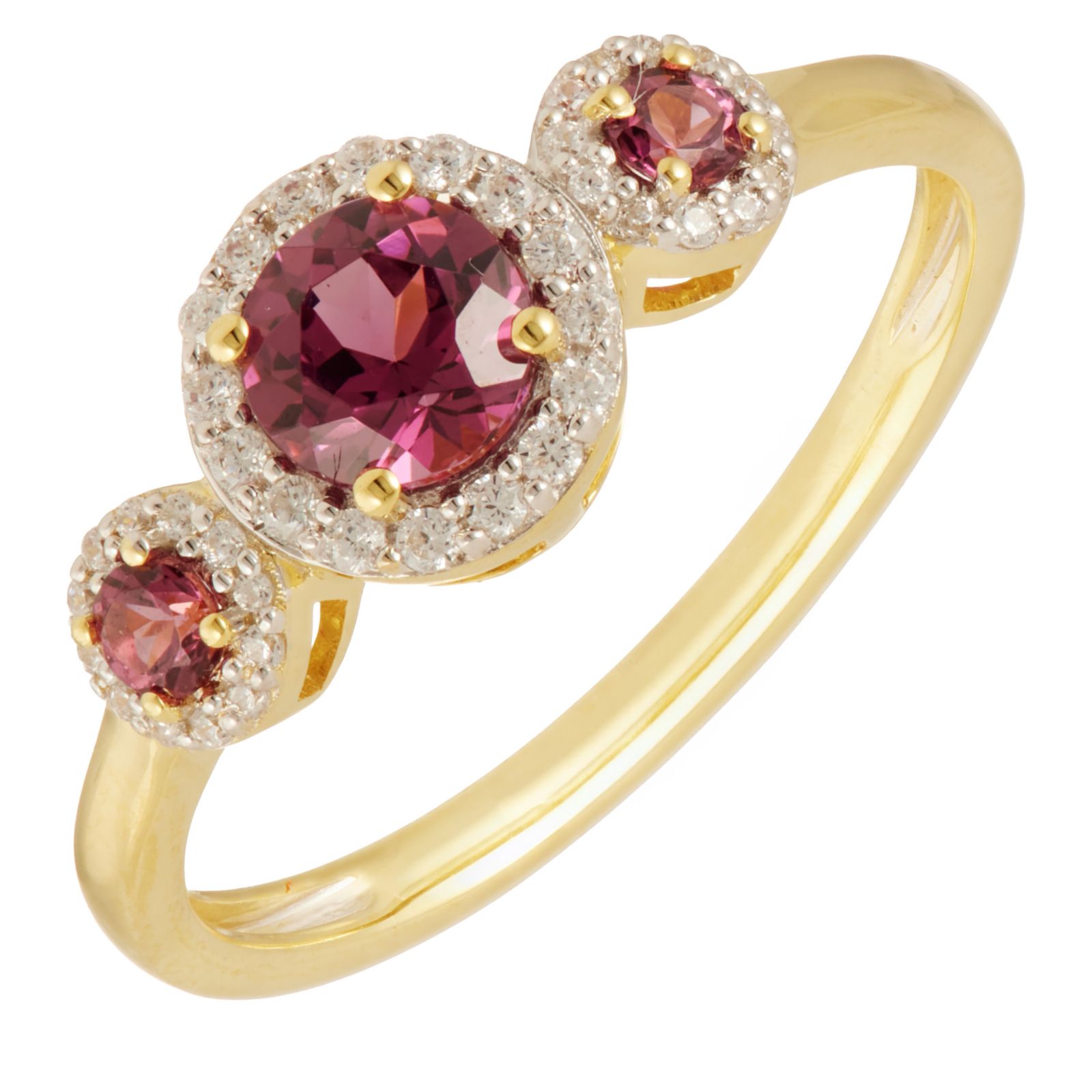 0.68ct Malawi Garnet & 0.19ct Diamond Trilogy Ring 9ct Gold