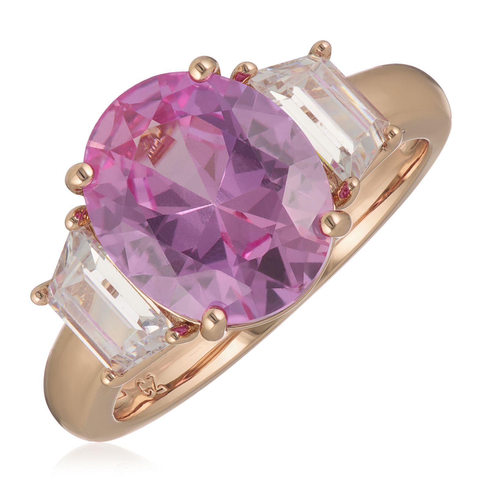 Diamonique Edit 5.3ct tw Oval Trilogy Ring
