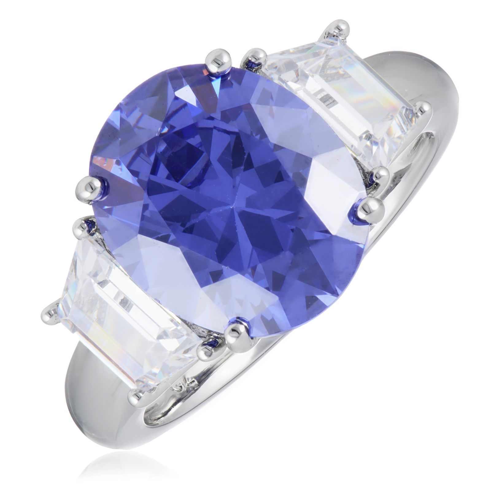 Diamonique Edit 5.3ct tw Oval Trilogy Ring