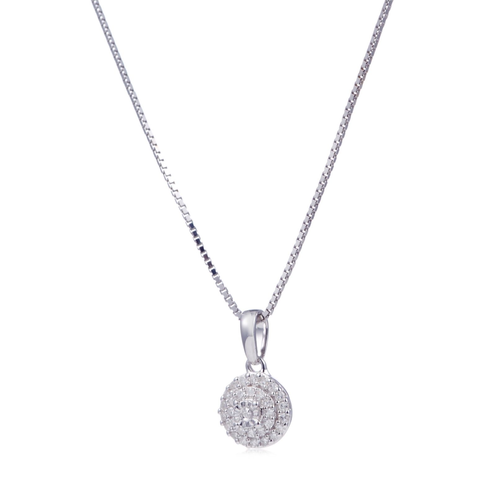 0.17ct Diamond Halo 48cm Necklace Sterling Silver QVC UK