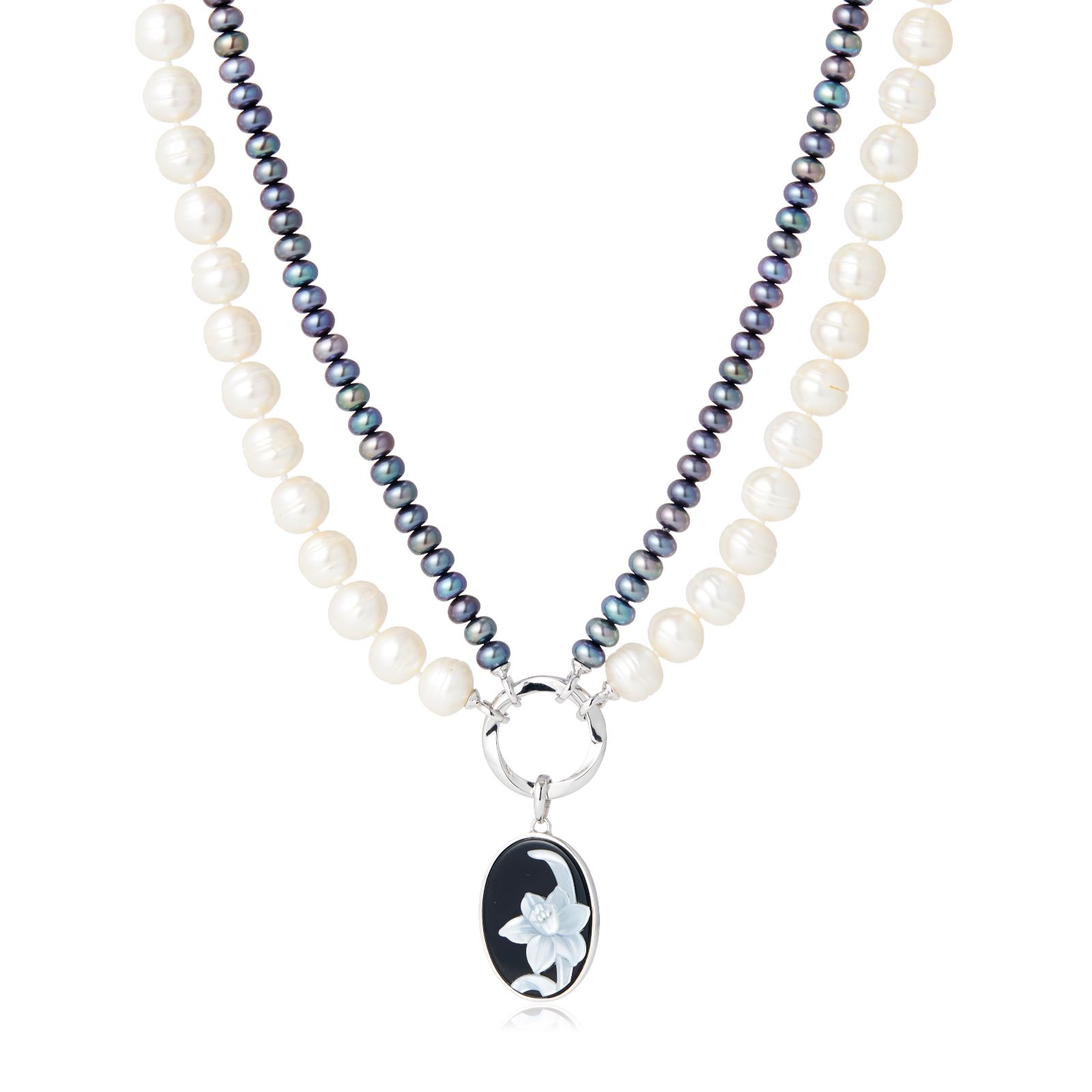 Outlet Lara Pearl Cultured Pearl Interchangable Birthstone Cameo Necklace