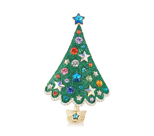 Butler & Wilson Star & Glitter Christmas Tree Brooch