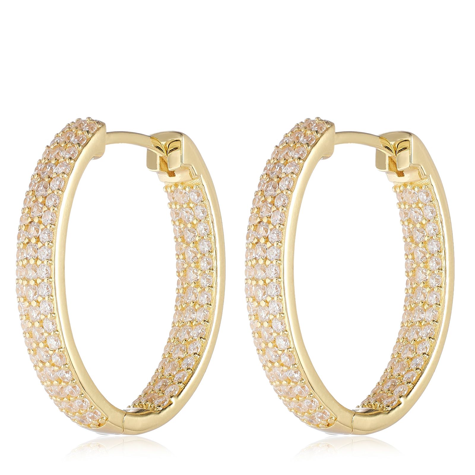 Outlet Diamonique 1.9ct tw Pave Hoop Earrings Sterling Silver