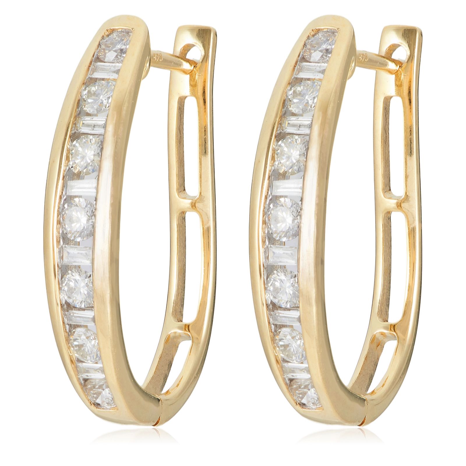 0.50ct Diamond Mixed Cut Channel Set Hoop Earring 9ct Gold