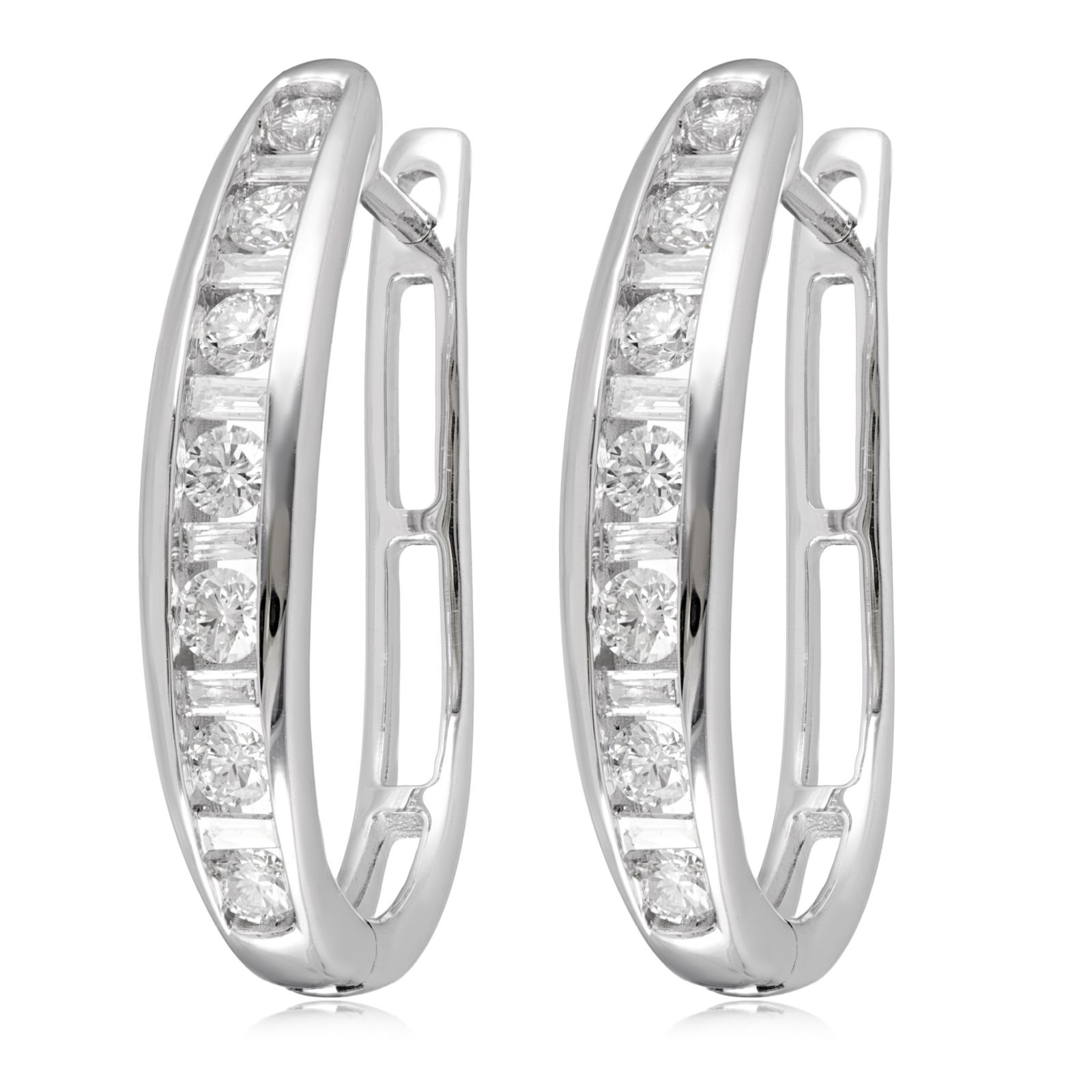 0.50ct Diamond Mixed Cut Channel Set Hoop Earring 9ct Gold