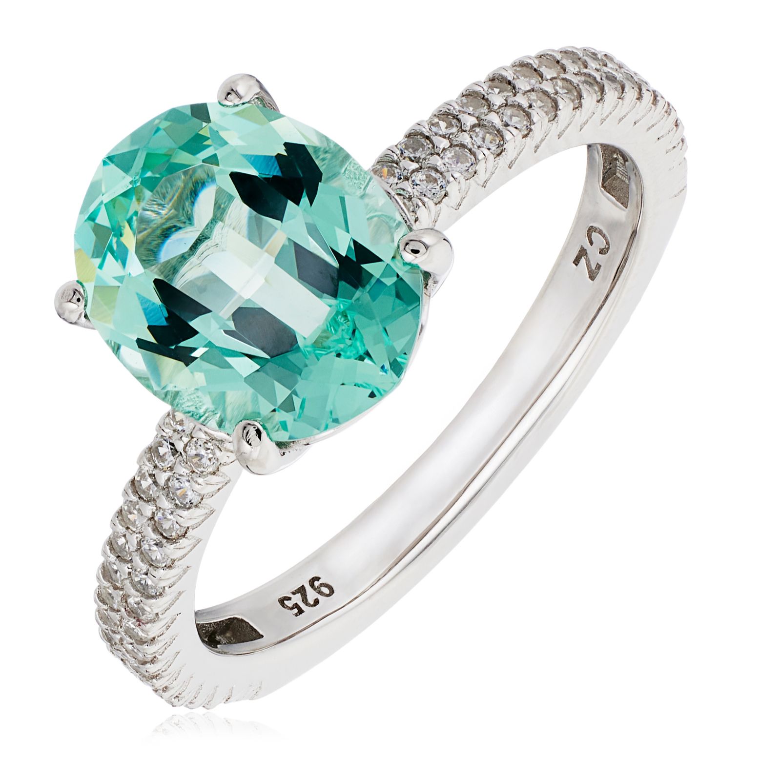 Diamonique 3.3ct tw Oval Cut Solitaire Ring Sterling Silver