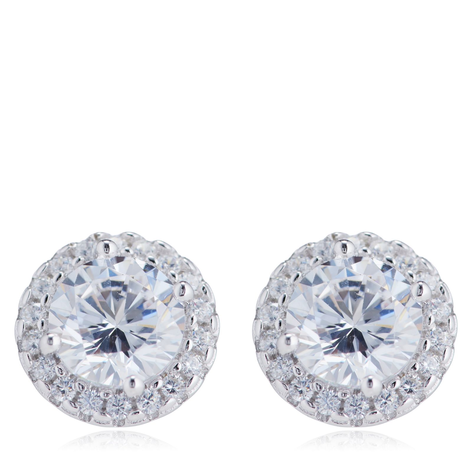 Diamonique 3ct tw Stud Earrings in Light Up Box Sterling Silver