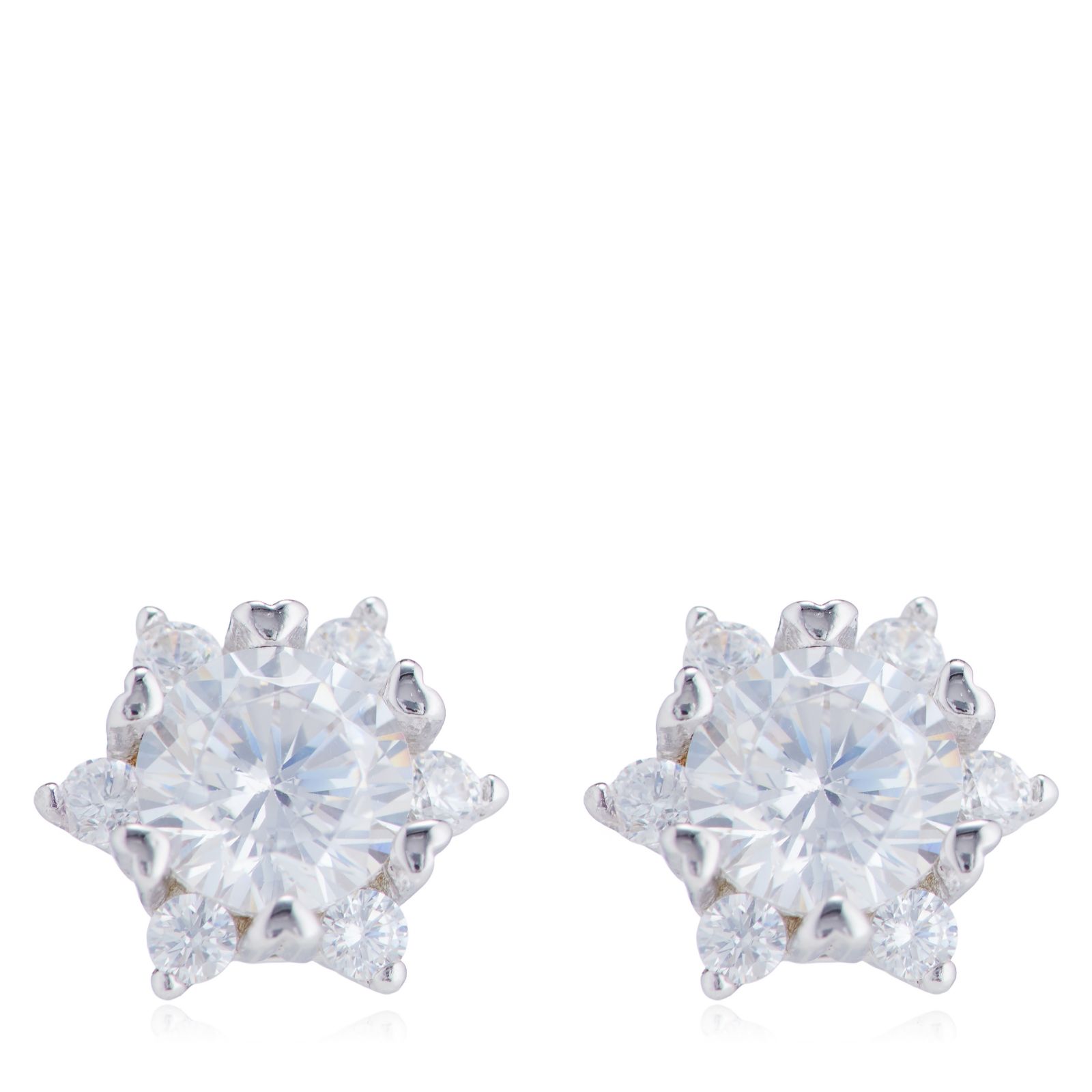 Diamonique 3ct tw Stud Earrings in Light Up Box Sterling Silver