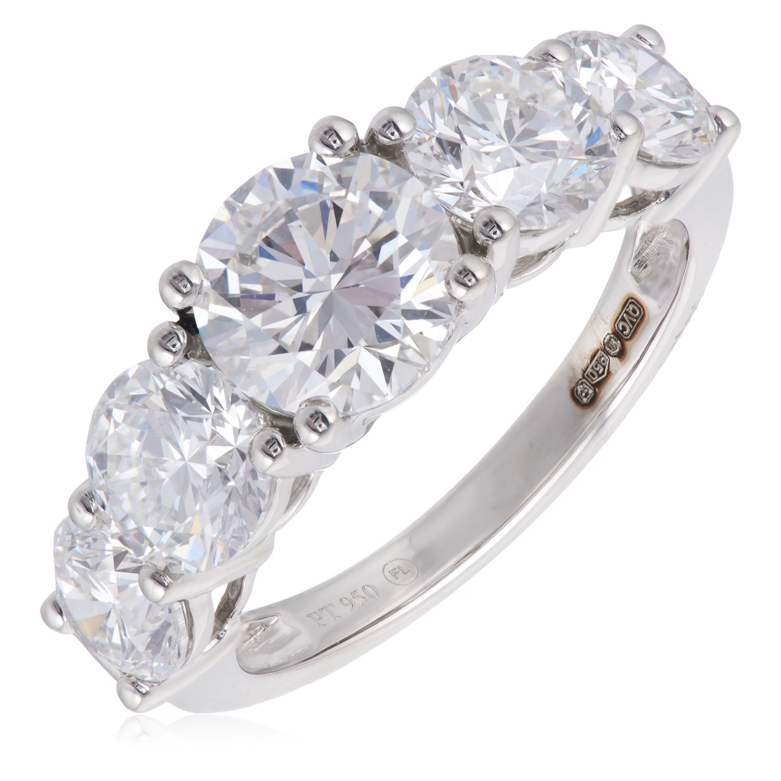 Fire Light 4ct Lab Grown Diamond 5 Stone Ring Platinum