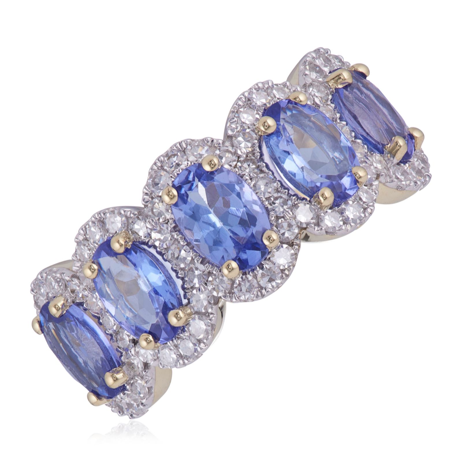  2.02ct AA Tanzanite and 0.50ct Diamond Oval Halo Ring 9ct Gold