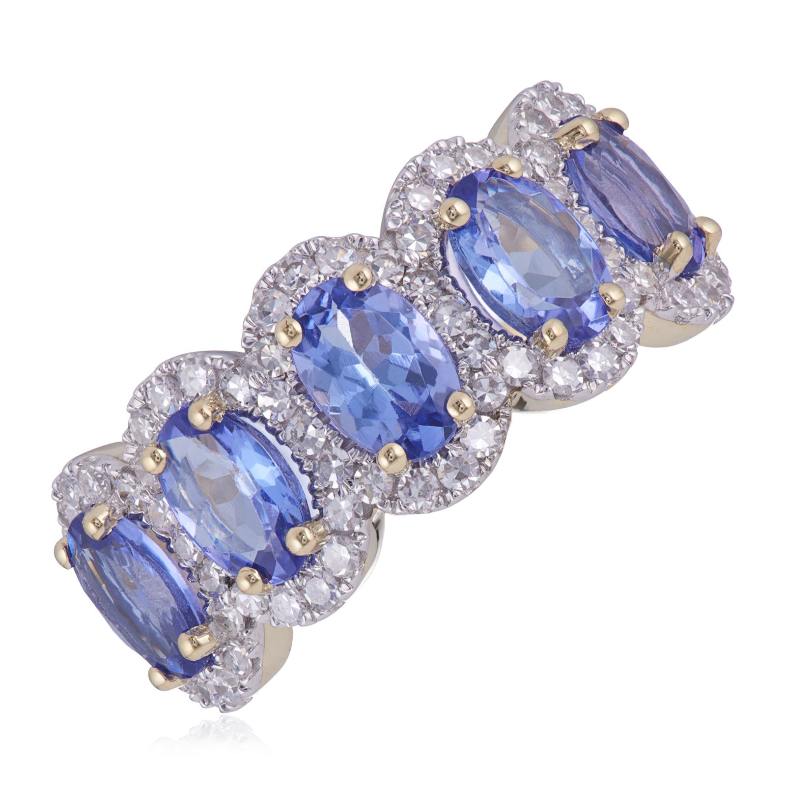 2.02ct AA Tanzanite and 0.50ct Diamond Oval Halo Ring 9ct Gold