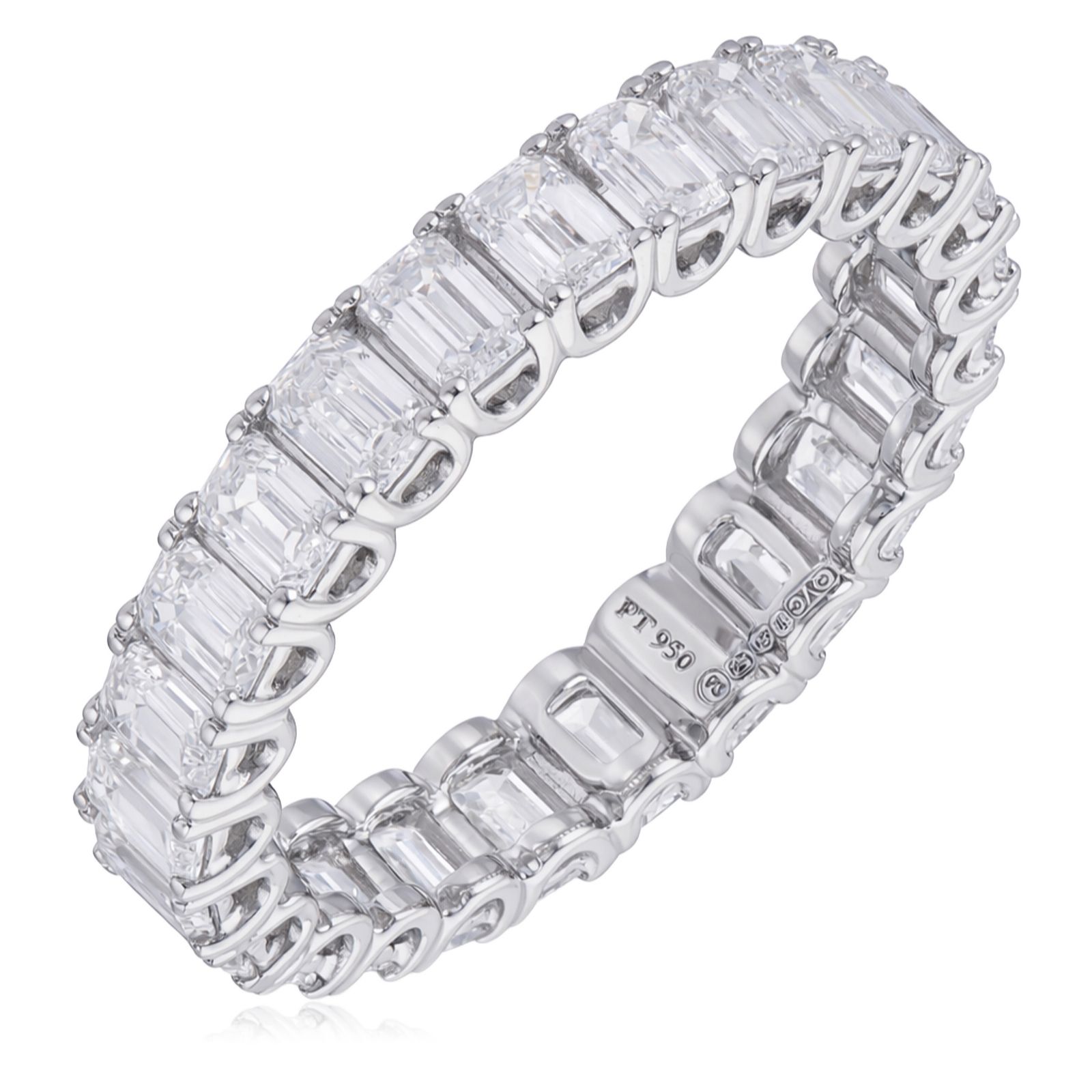  Firelight 2.50ct Lab Grown Diamond Emerald Cut Eternity Ring Platinum