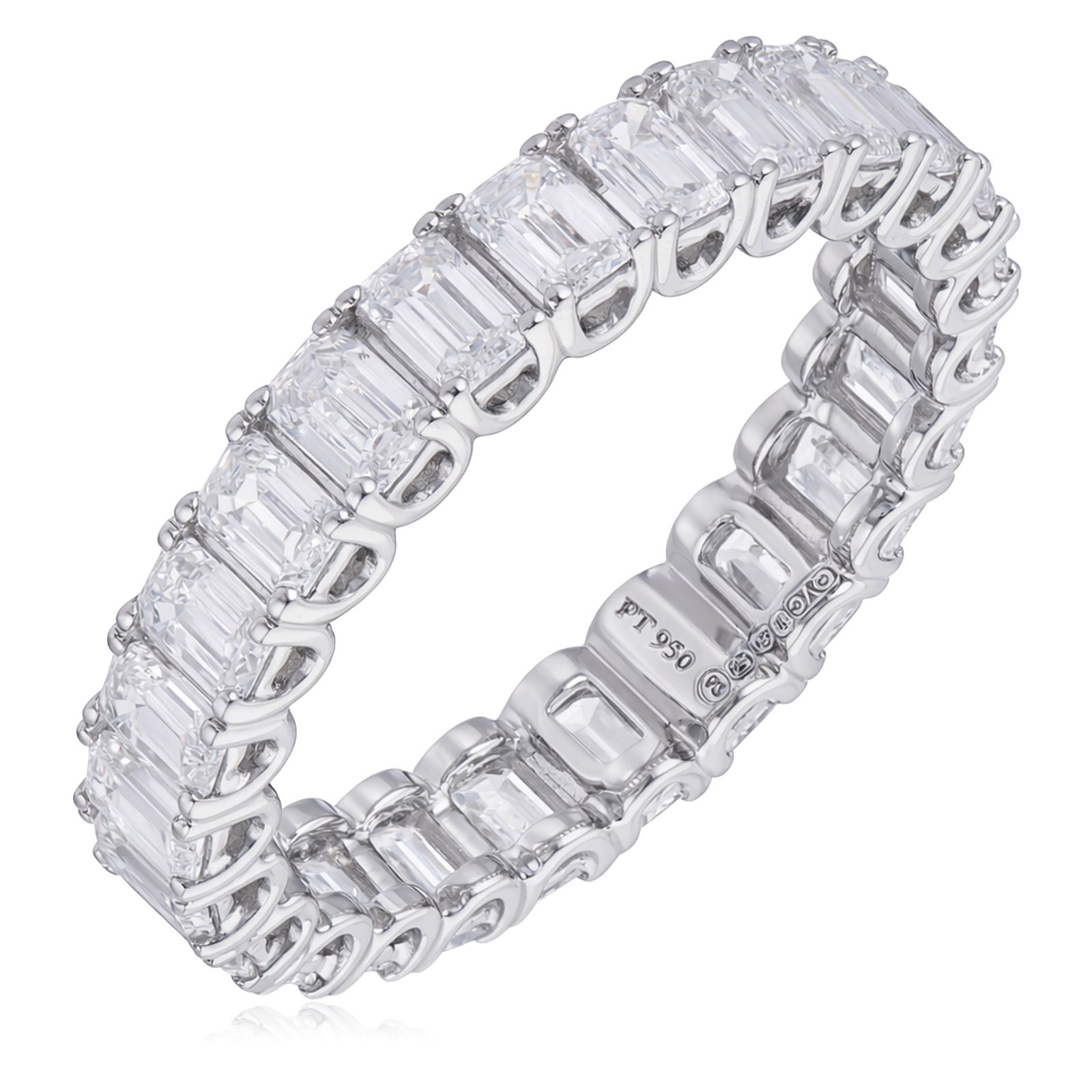 Firelight 2.50ct Lab Grown Diamond Emerald Cut Eternity Ring Platinum
