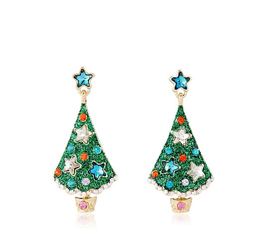 Butler & Wilson Star & Glitter Christmas Tree Earrings