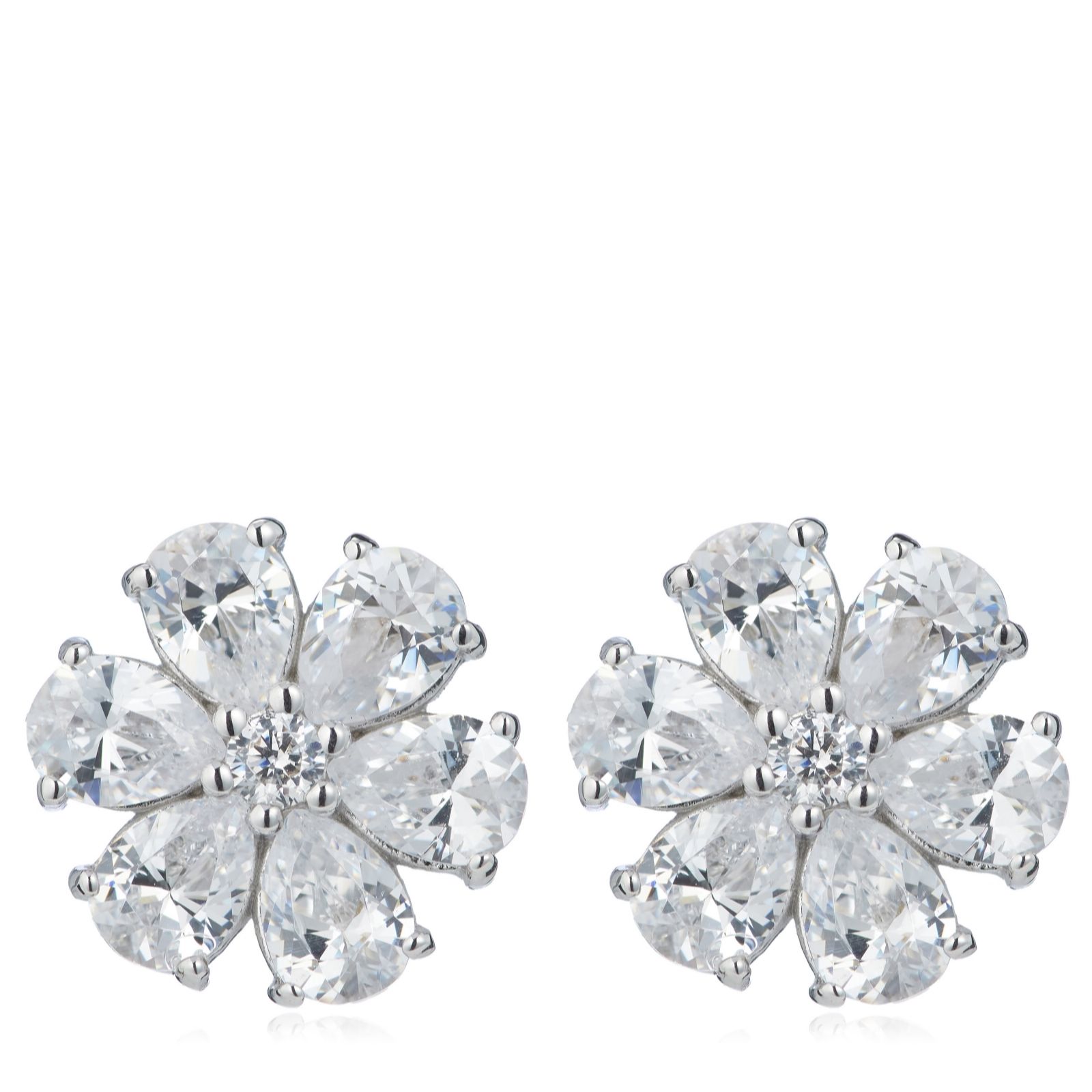 Diamonique 1.8ct tw Flower Stud Earrings Sterling Silver